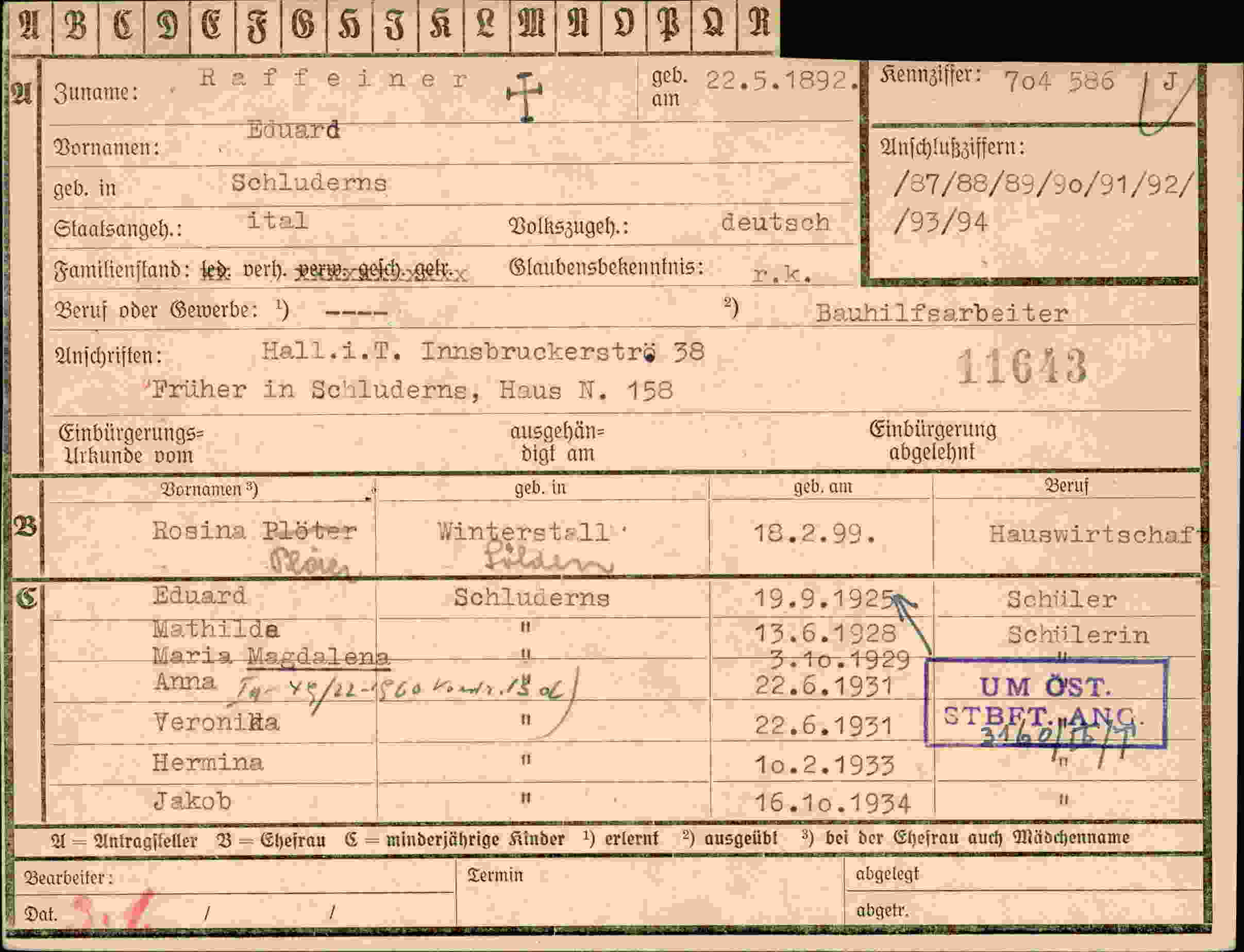 Dokument für Eduard Raffeiner