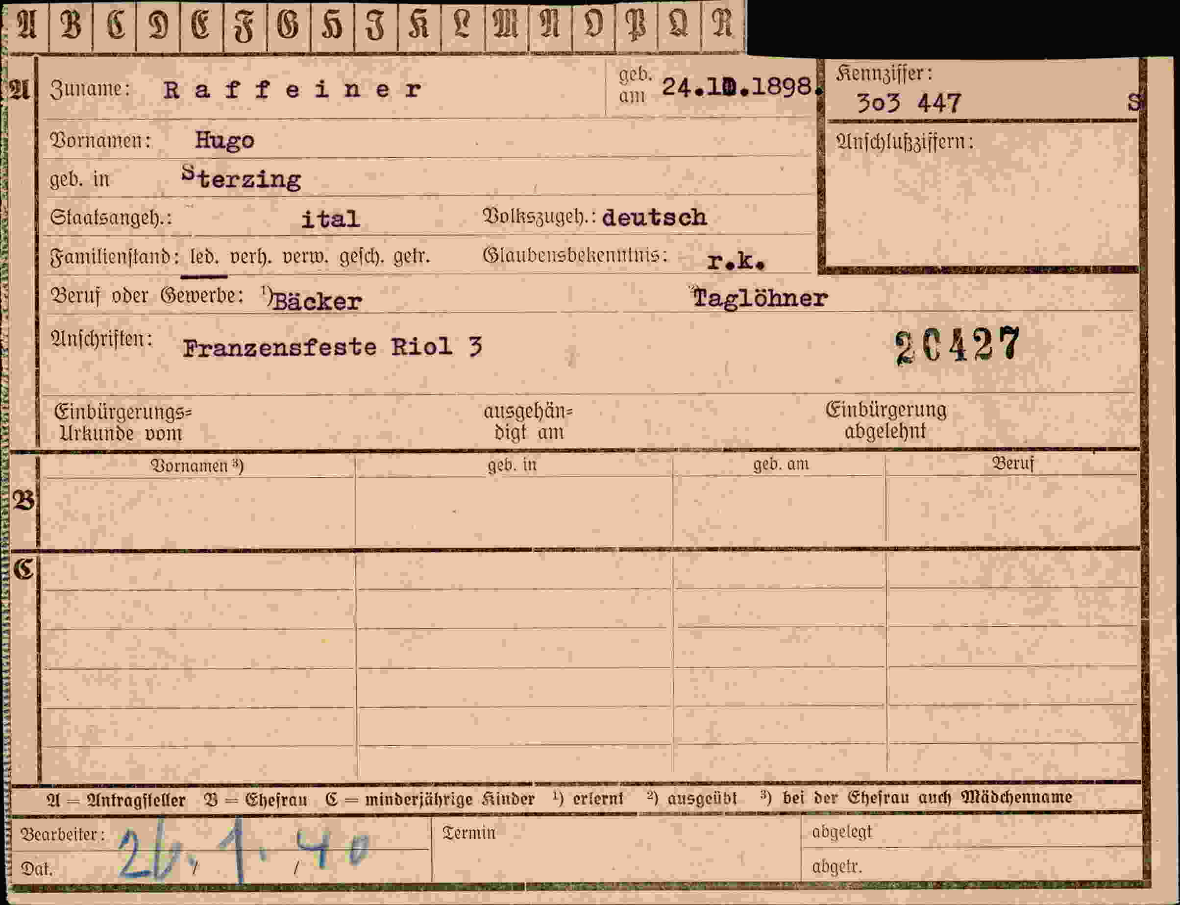 Dokument für Hugo Raffeiner