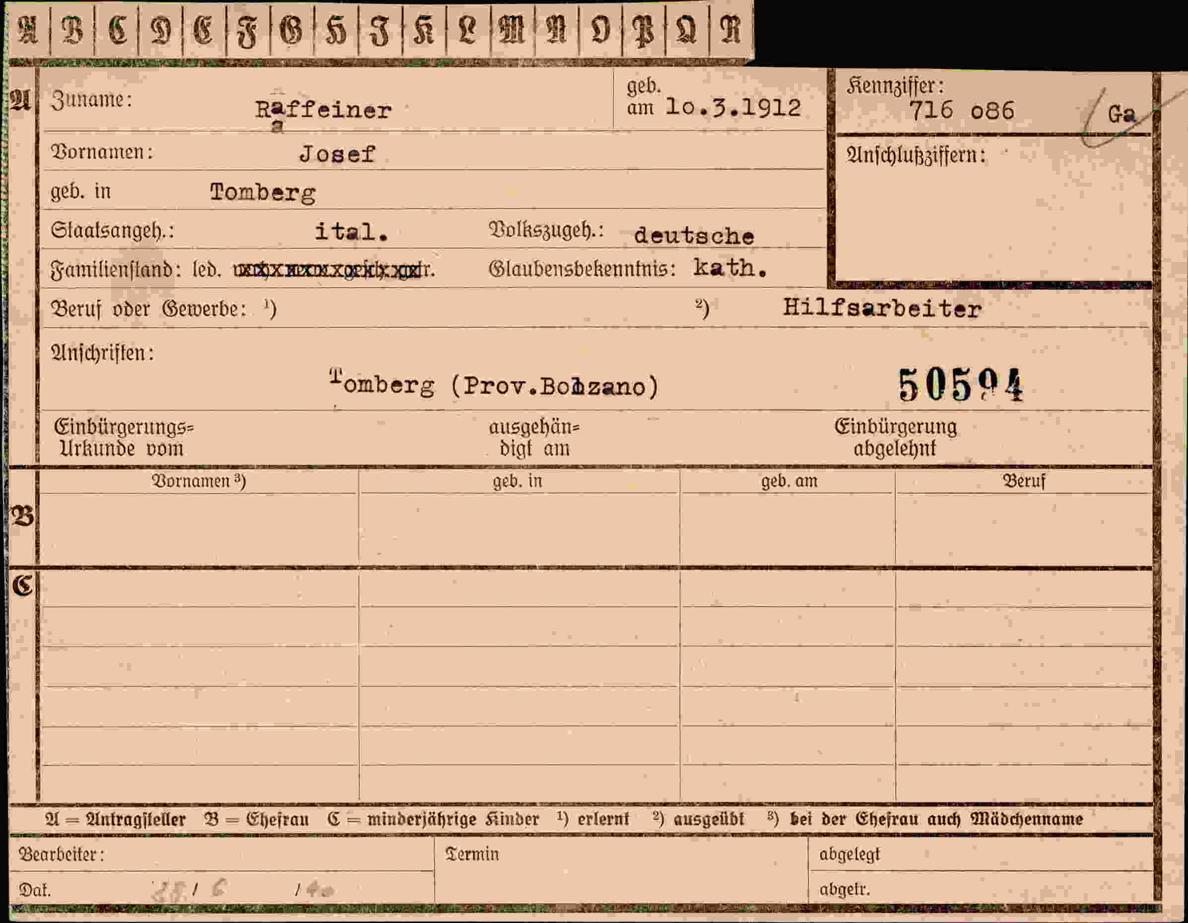 Vorderseite des Dokuments