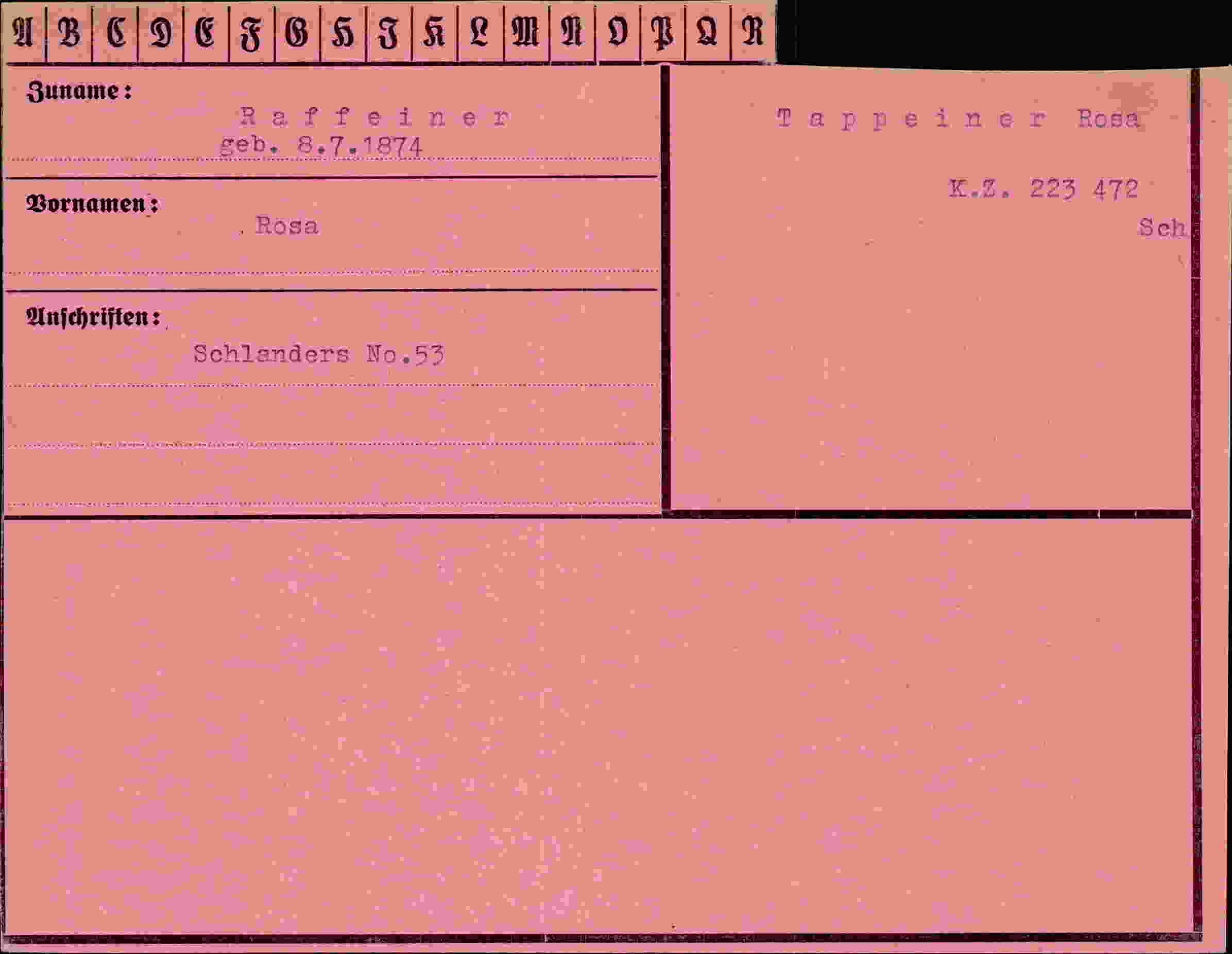 Dokument für Rosa Raffeiner
