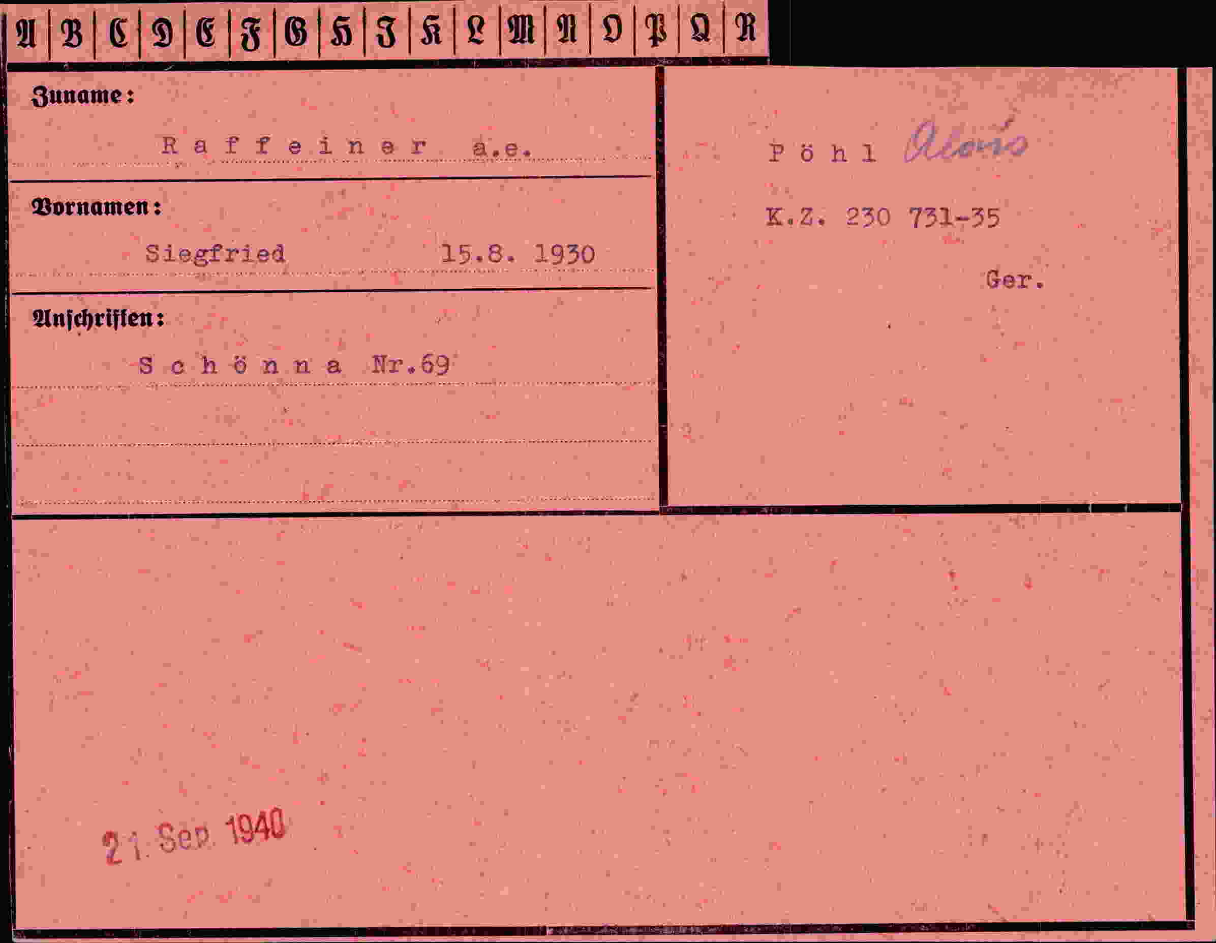 Dokument für Siegfried Raffeiner