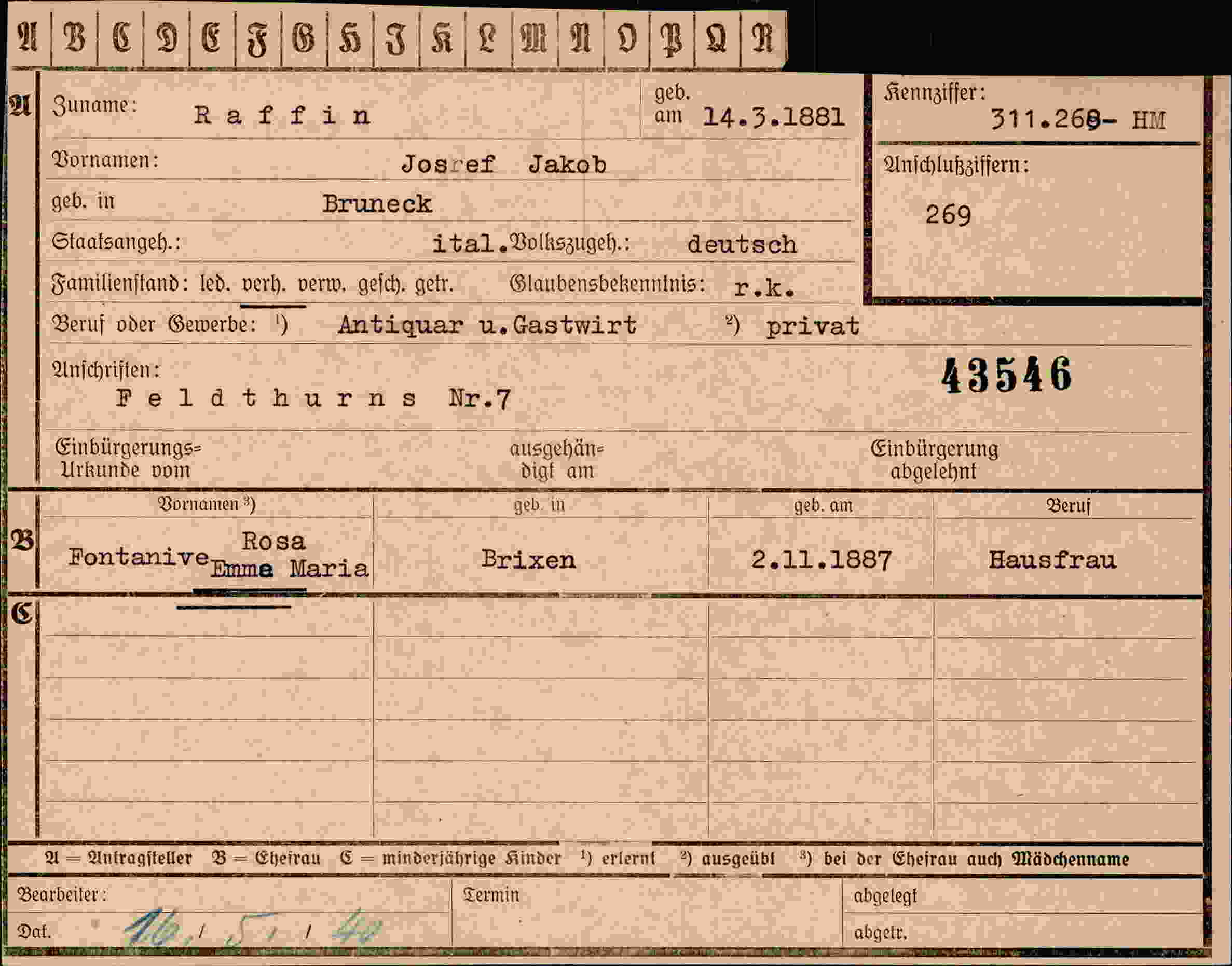 Dokument für Jakob Raffin