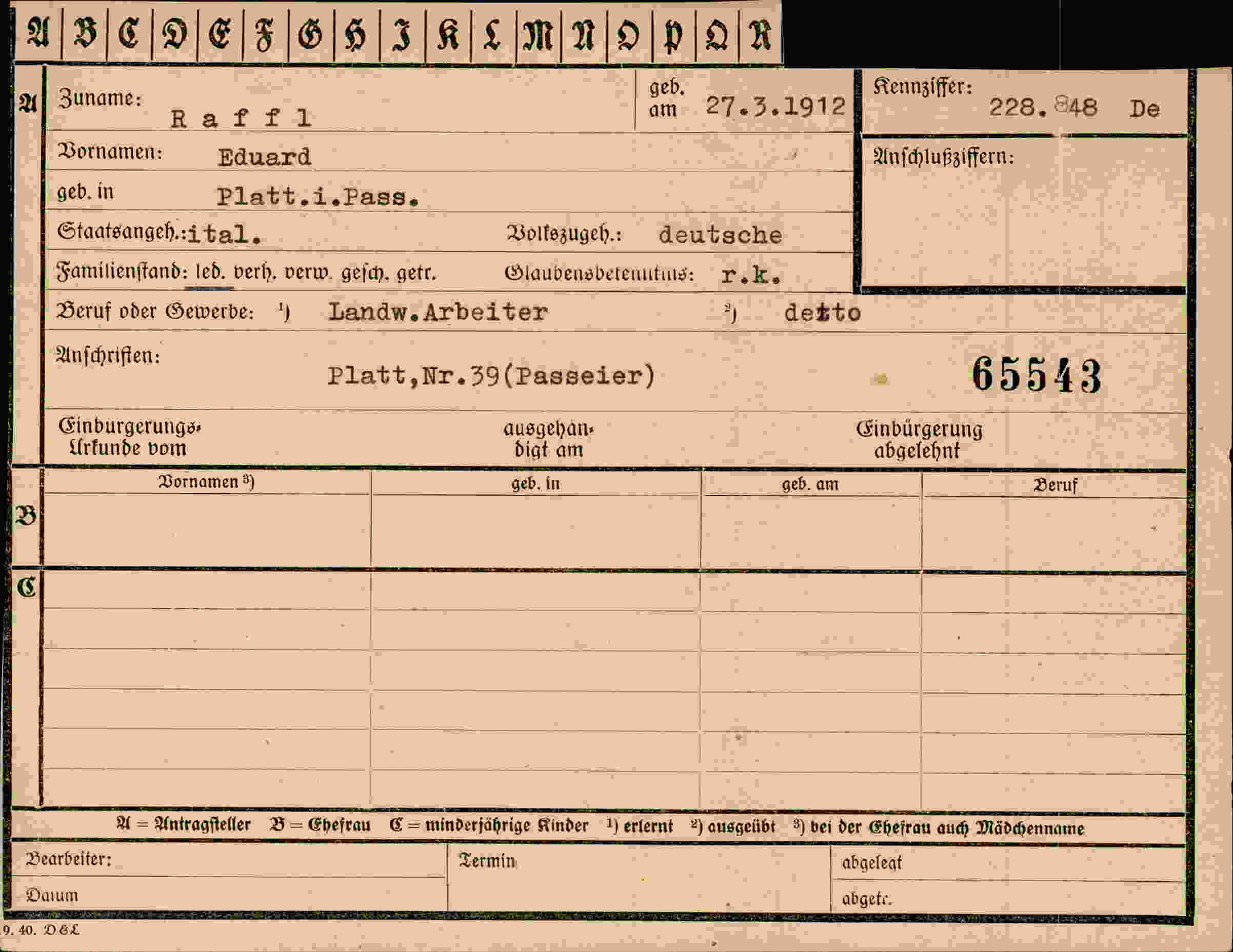 Dokument für Eduard Raffl