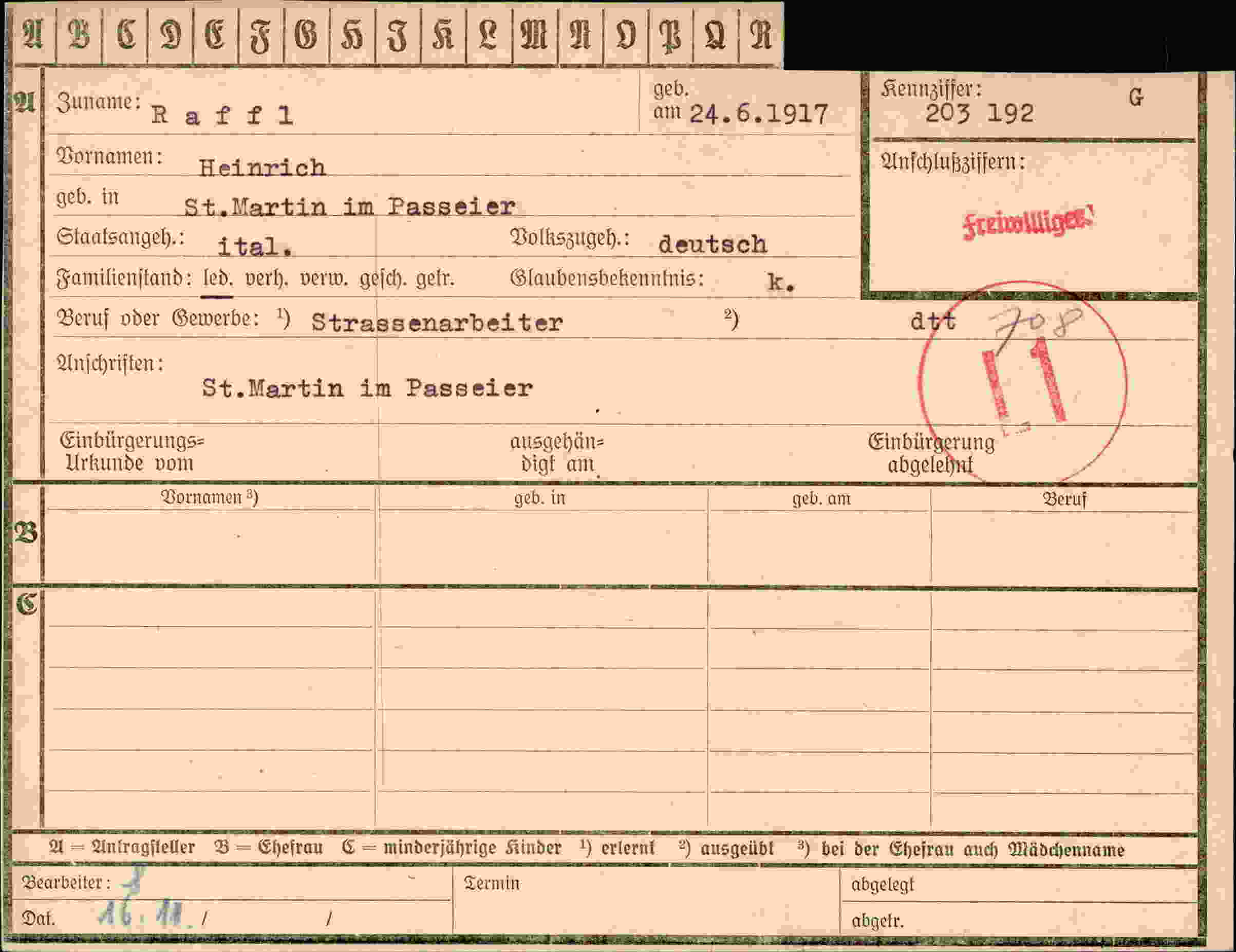 Dokument für Heinrich Raffl