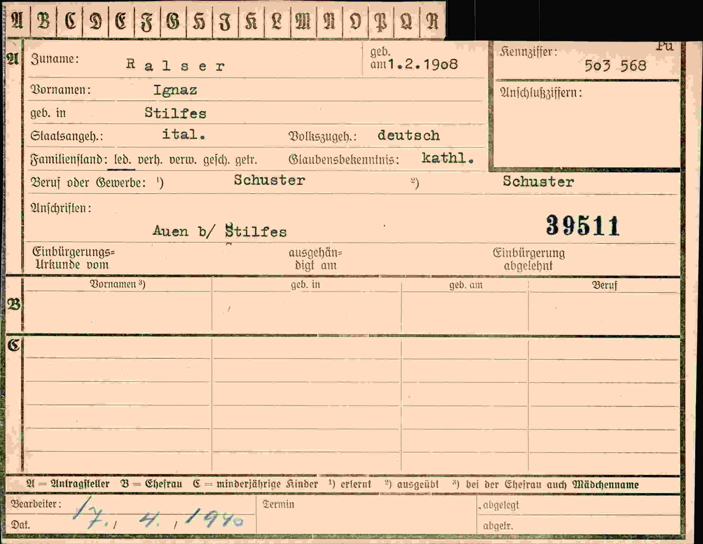 Dokument für Ignaz Ralser