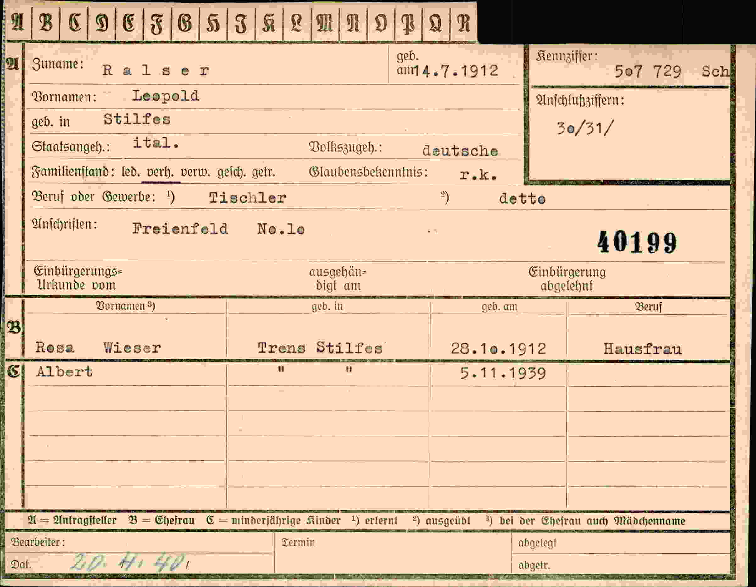 Dokument für Leopold Ralser