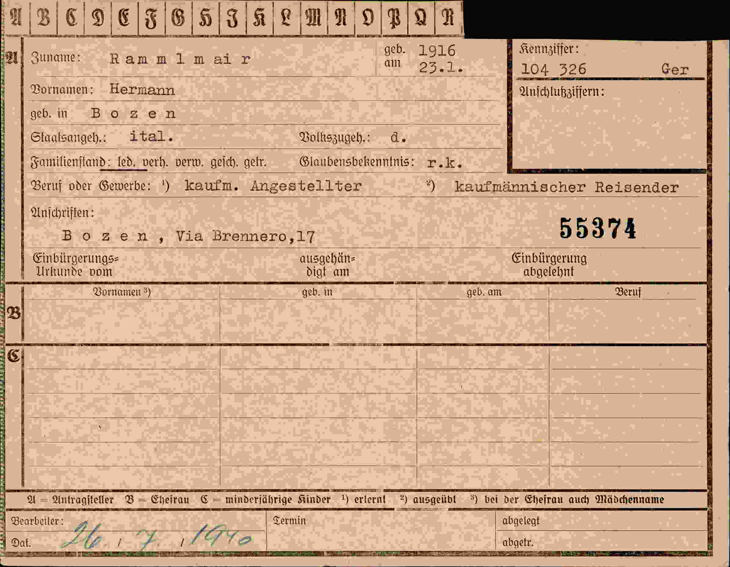 Dokument für Hermann Rammlmair