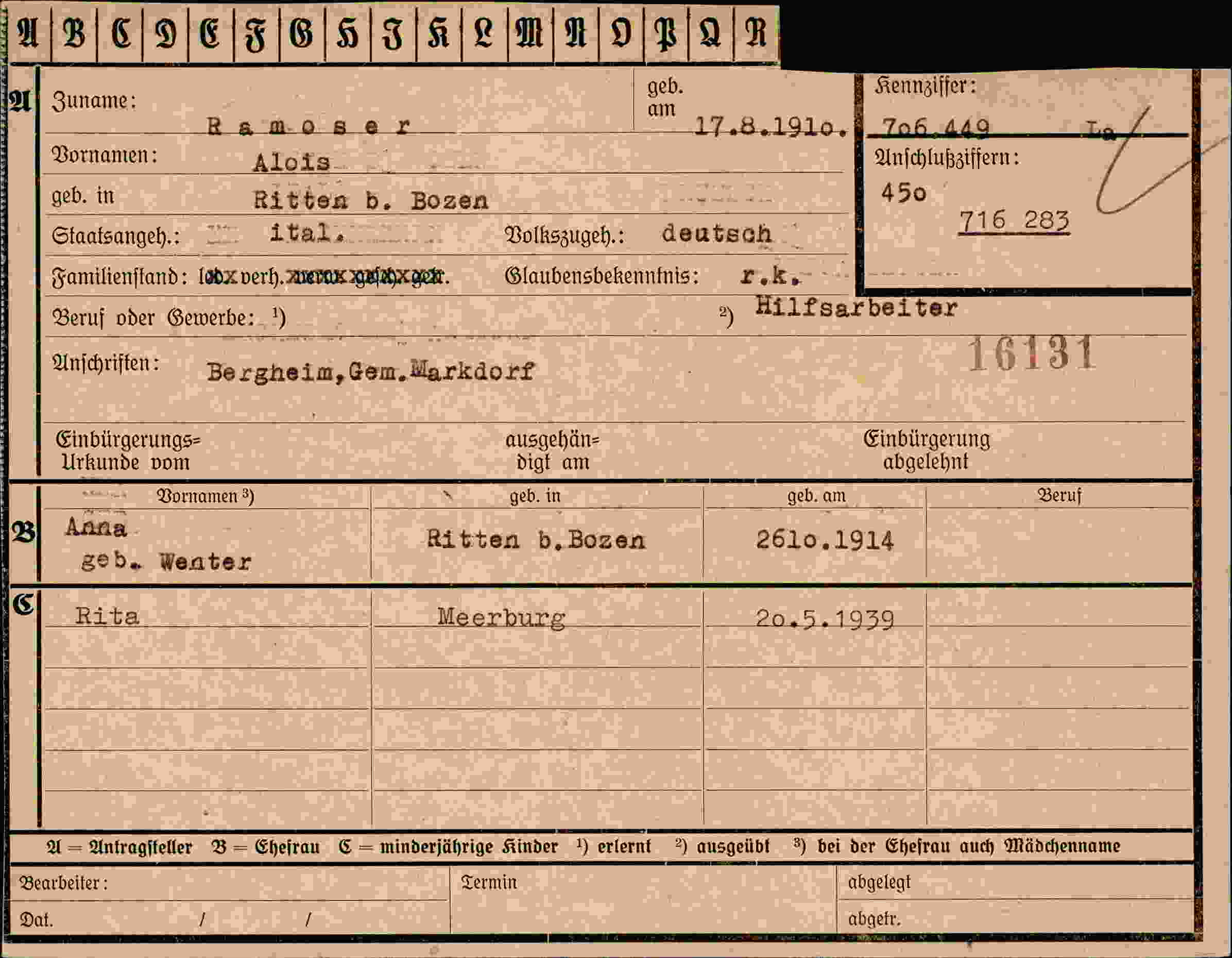 Dokument für Alois Ramose