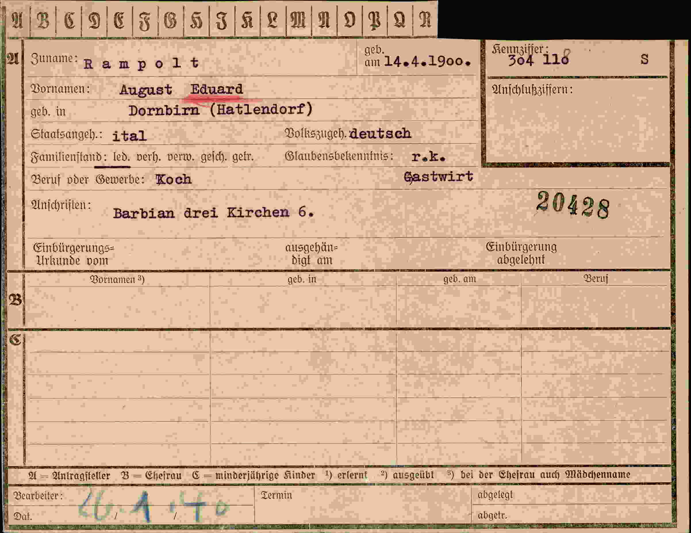 Dokument für August Eduard Rampolt