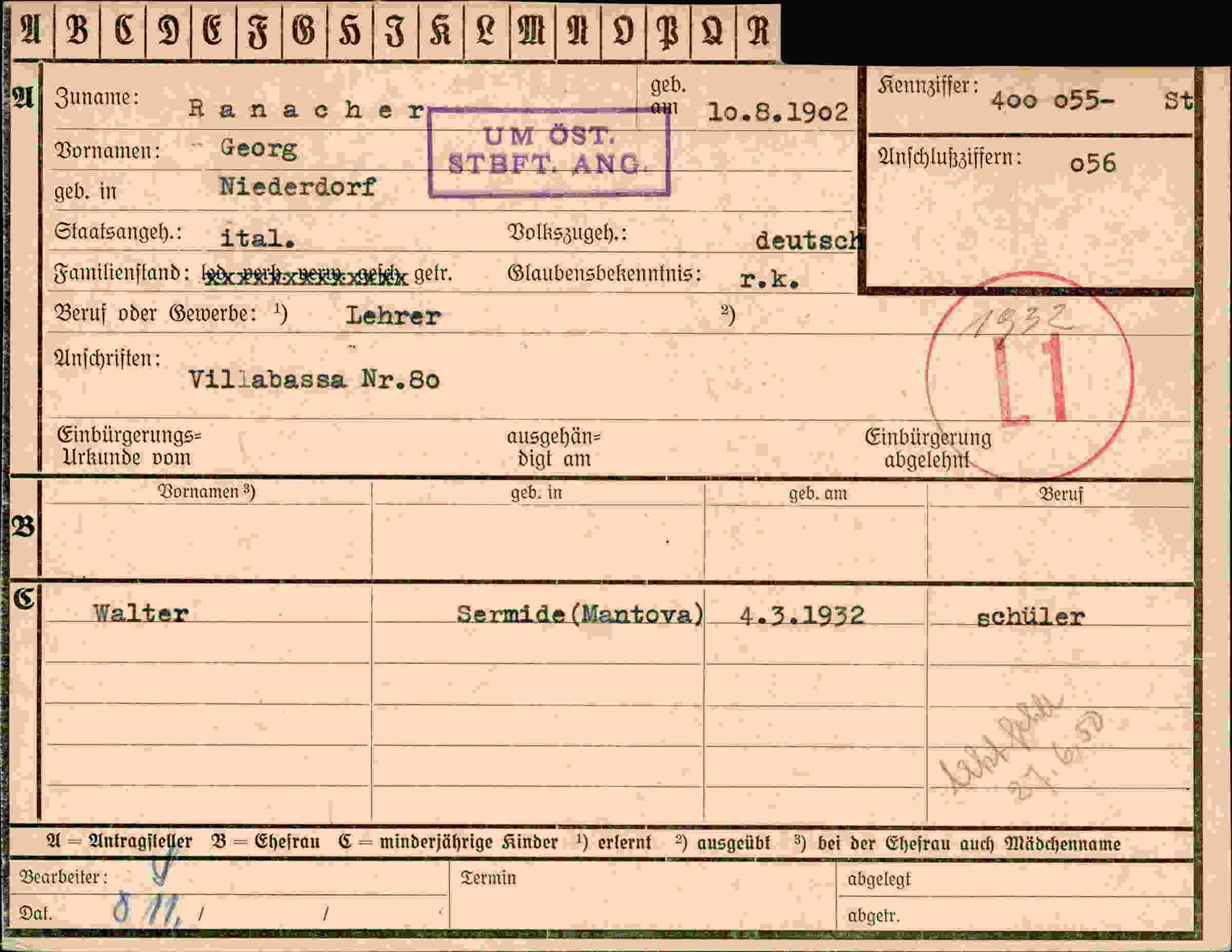 Dokument für Georg Ranacher