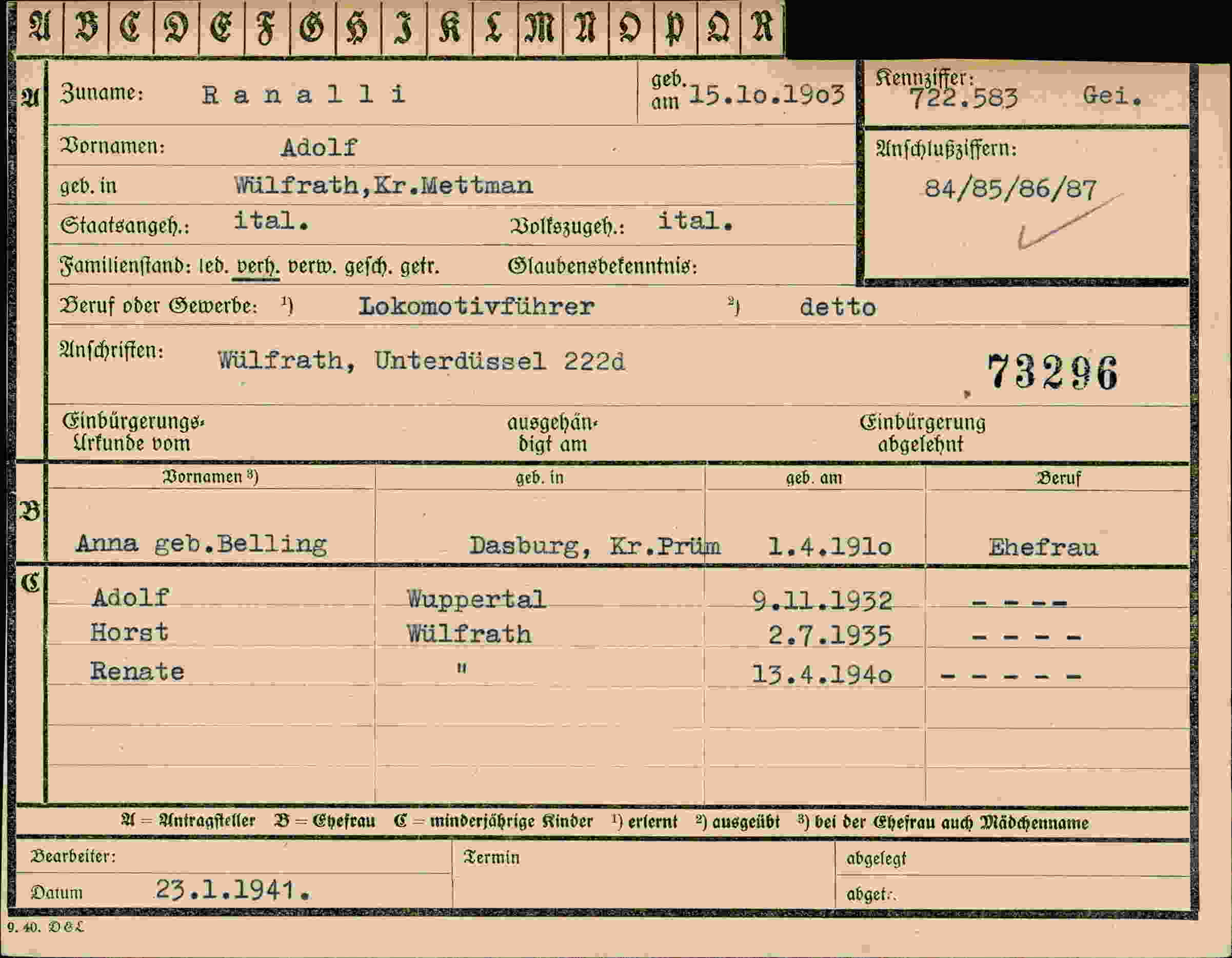 Dokument für Adolf Ranalli