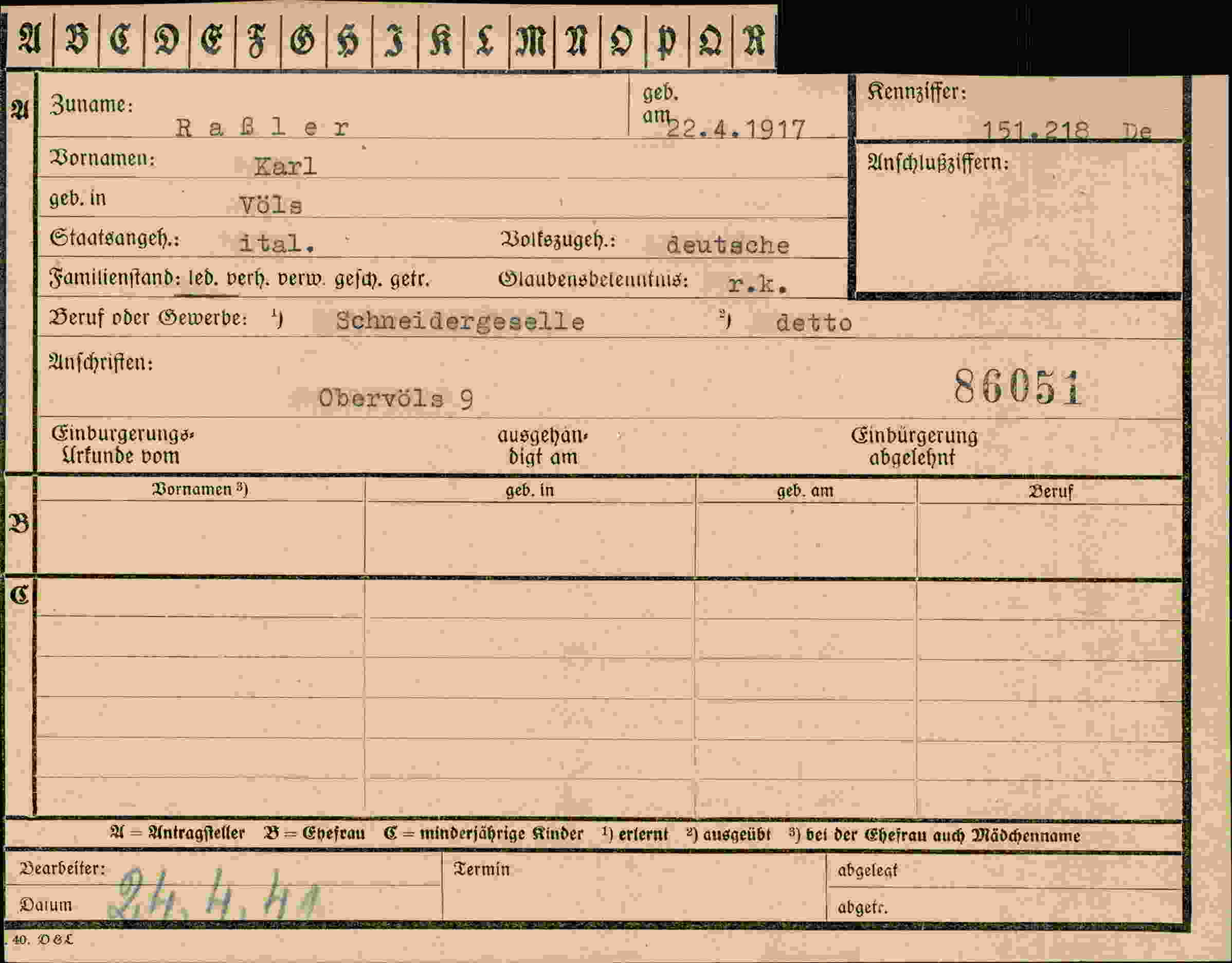 Dokument für Karl Raßler