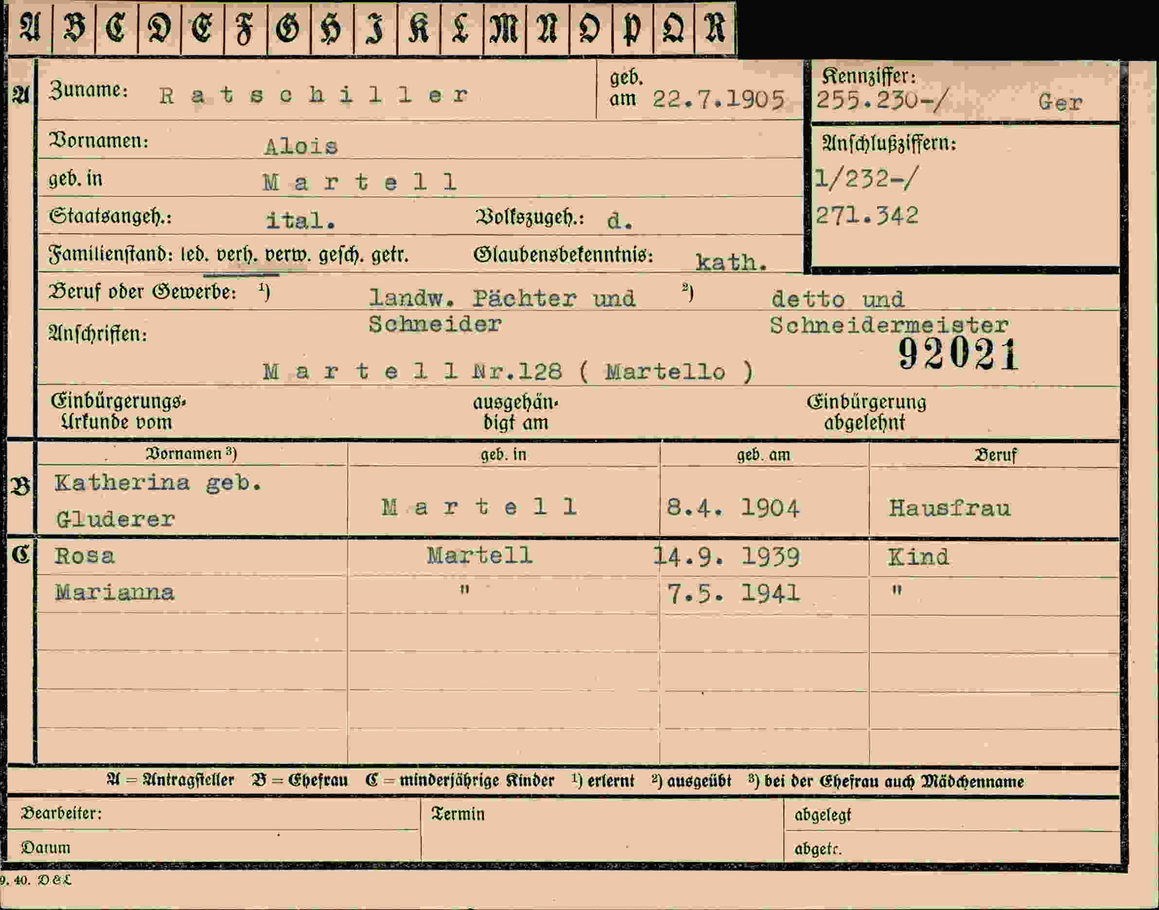 Dokument für Alois Ratschiller
