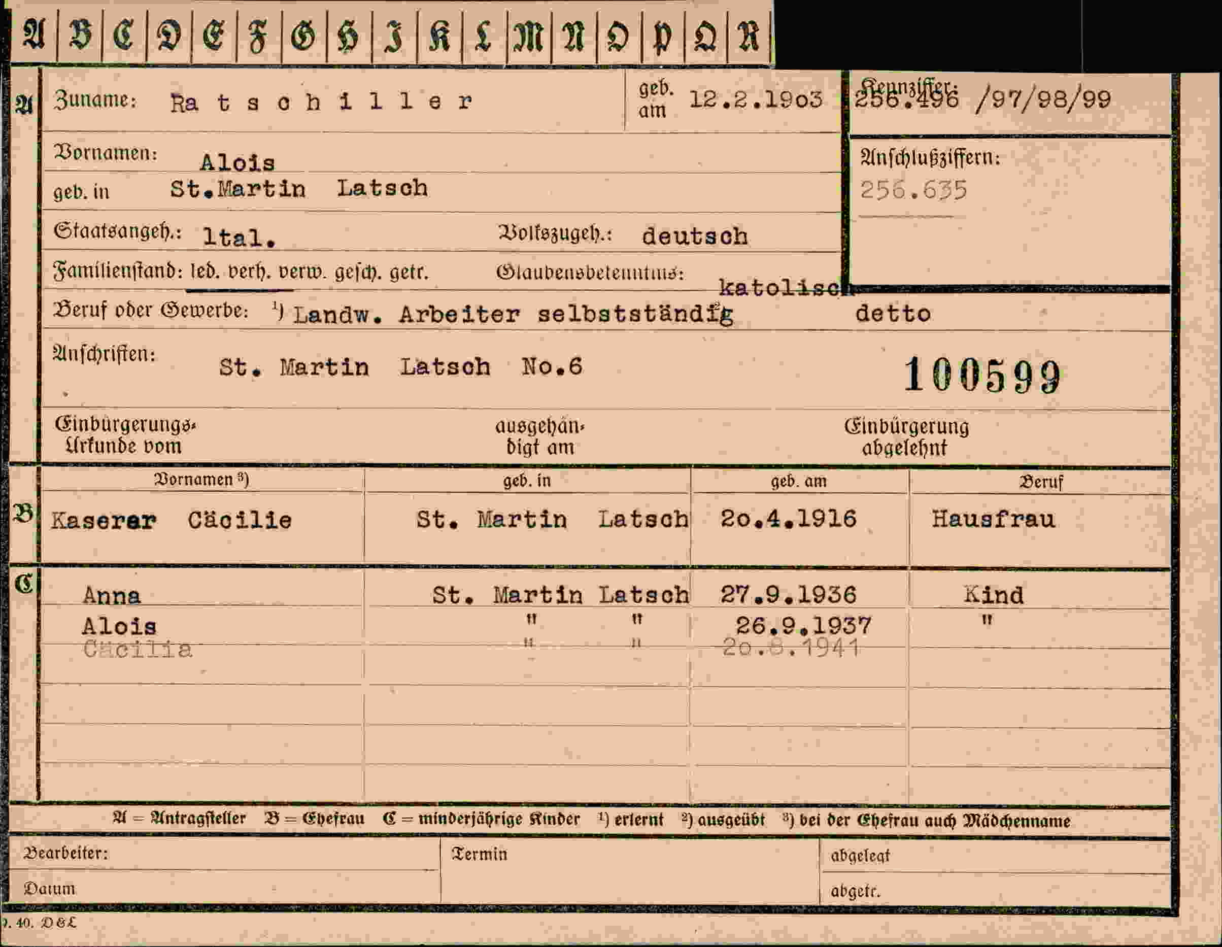 Vorderseite des Dokuments