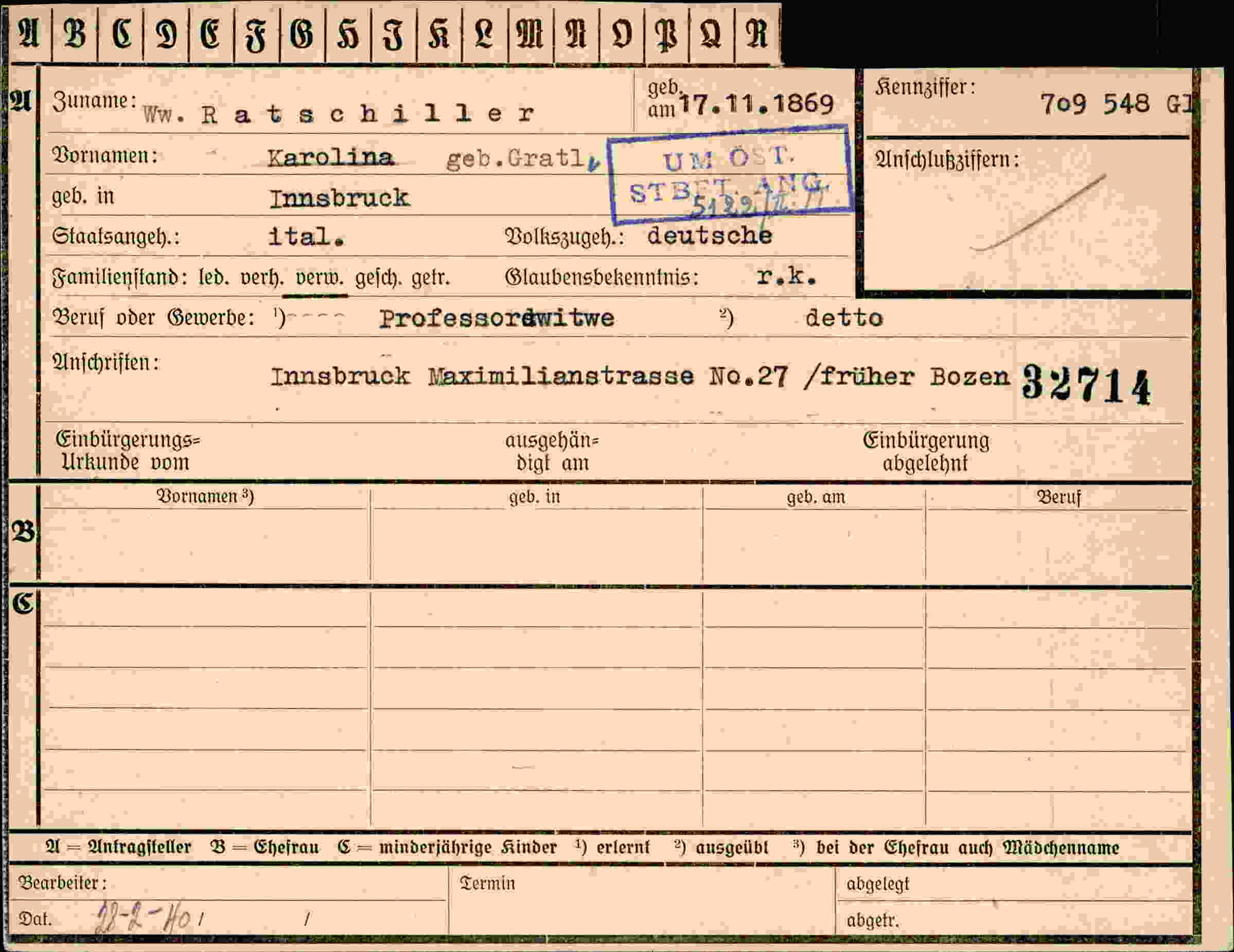 Vorderseite des Dokuments
