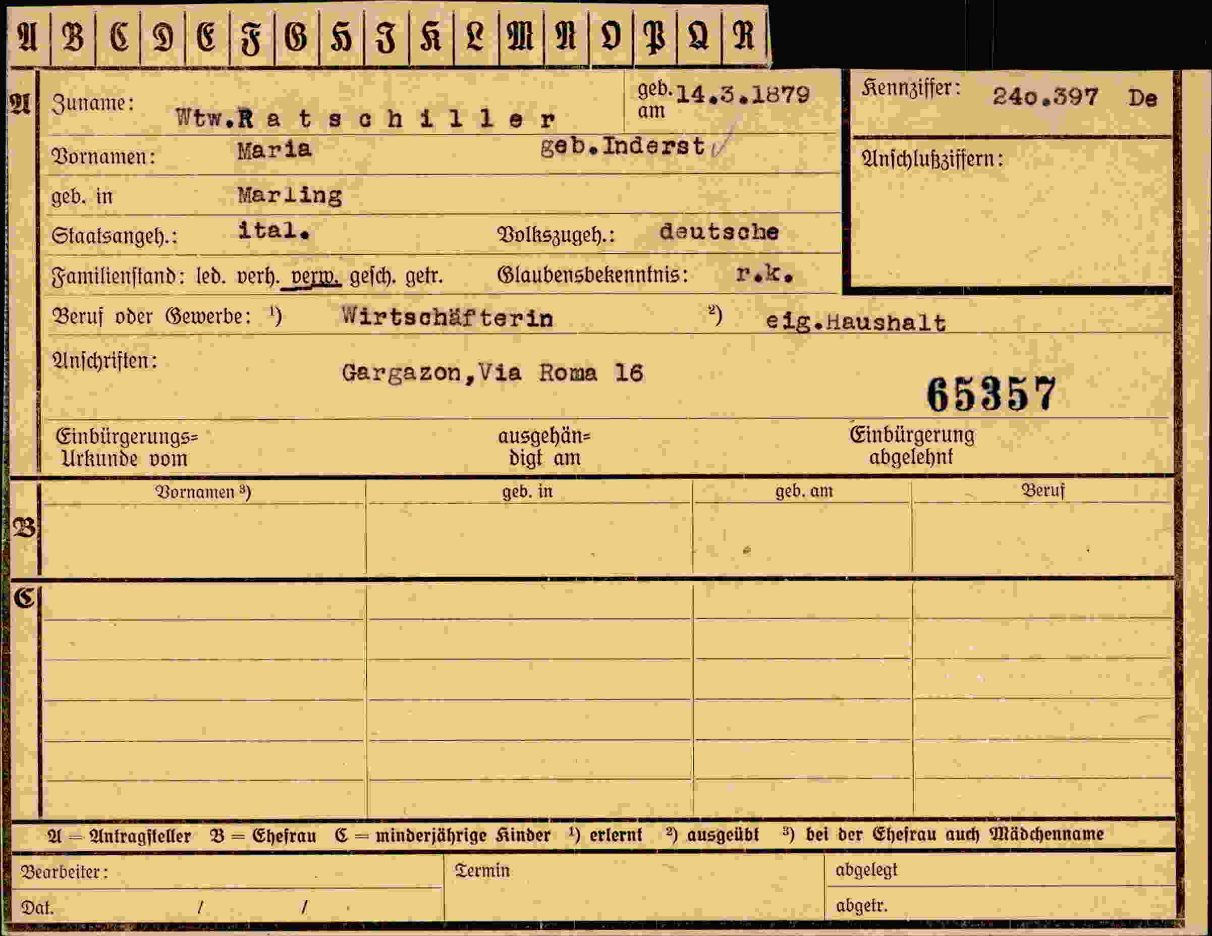 Dokument für Maria Ratschiller