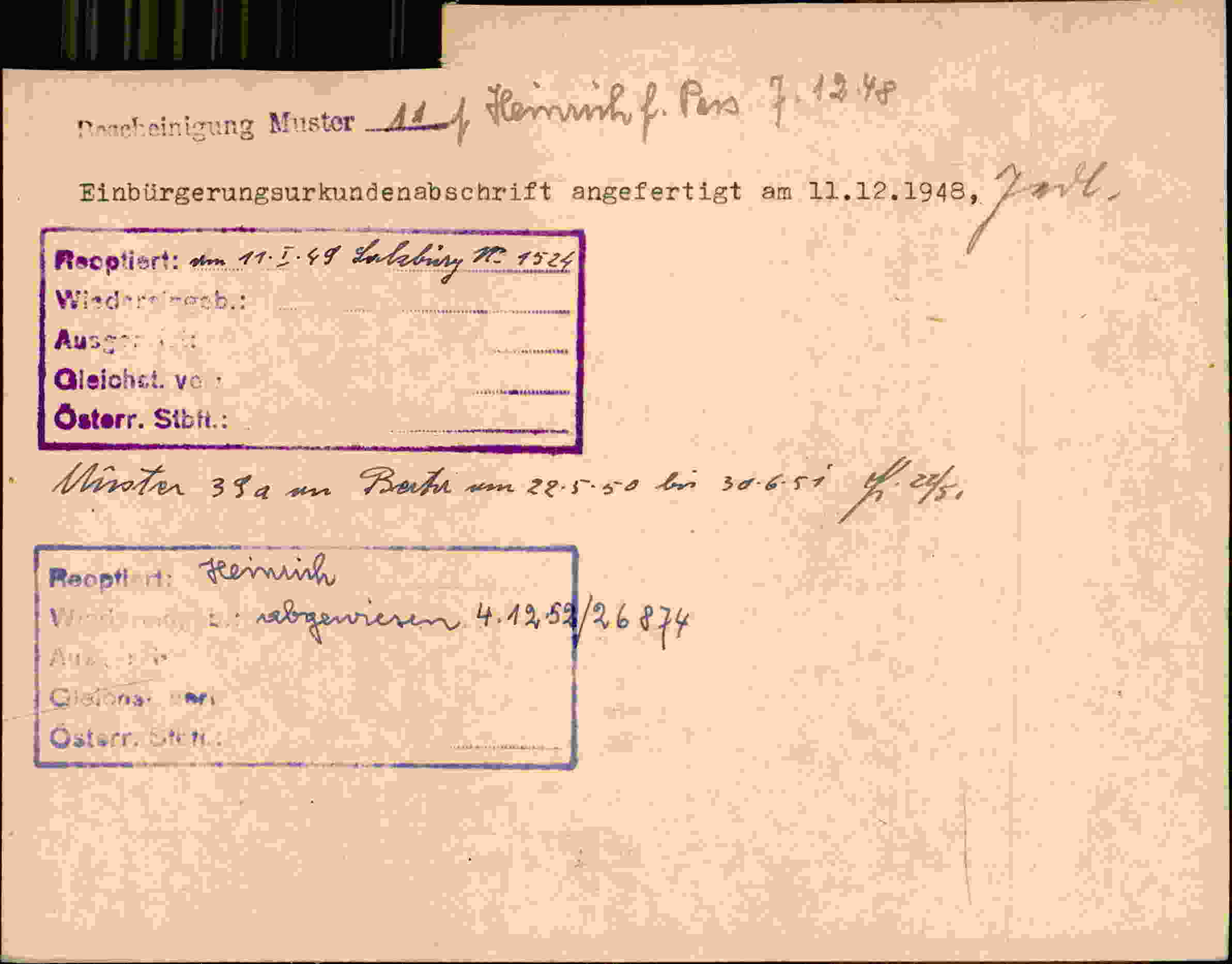 Rückseite des Dokuments