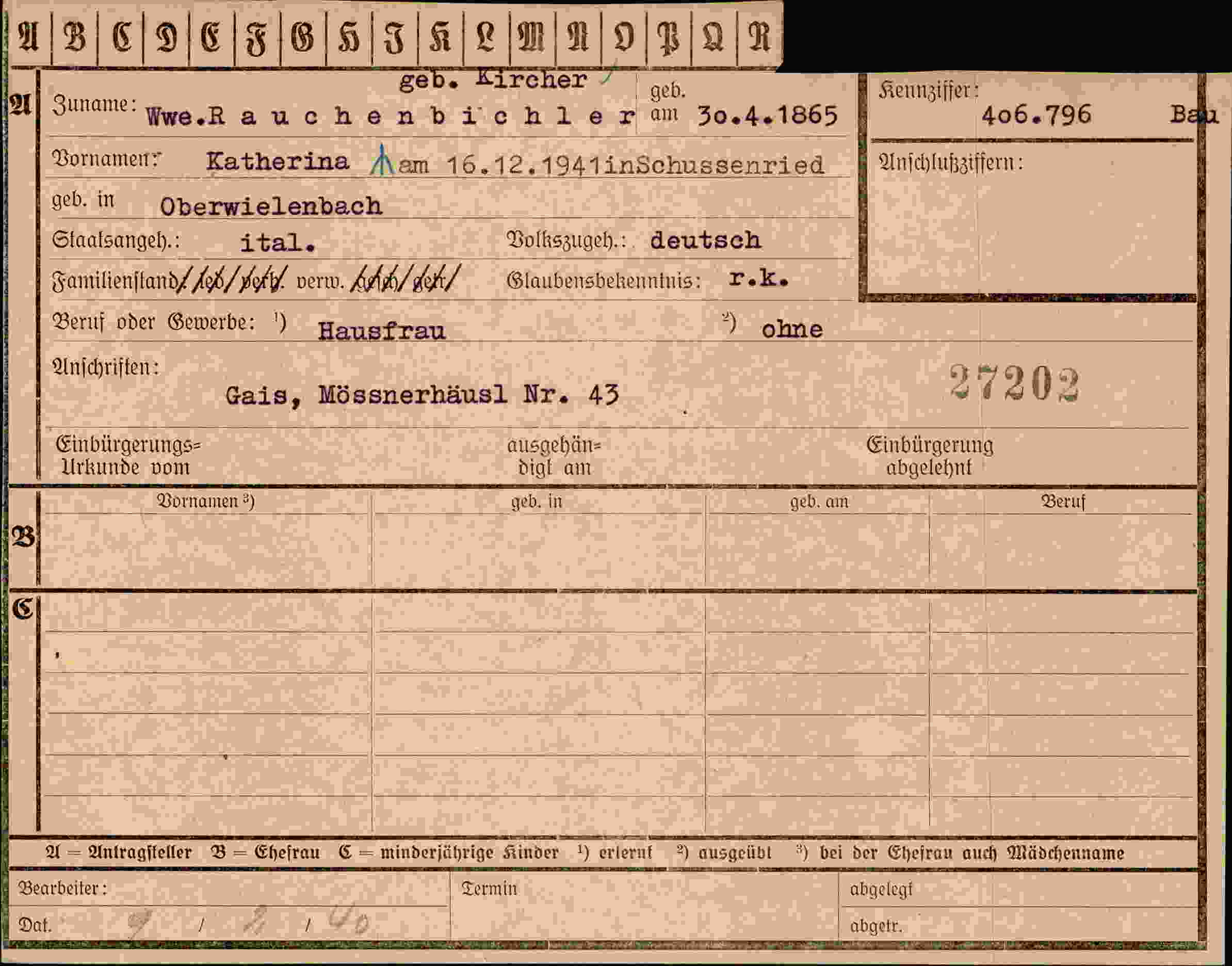 Vorderseite des Dokuments