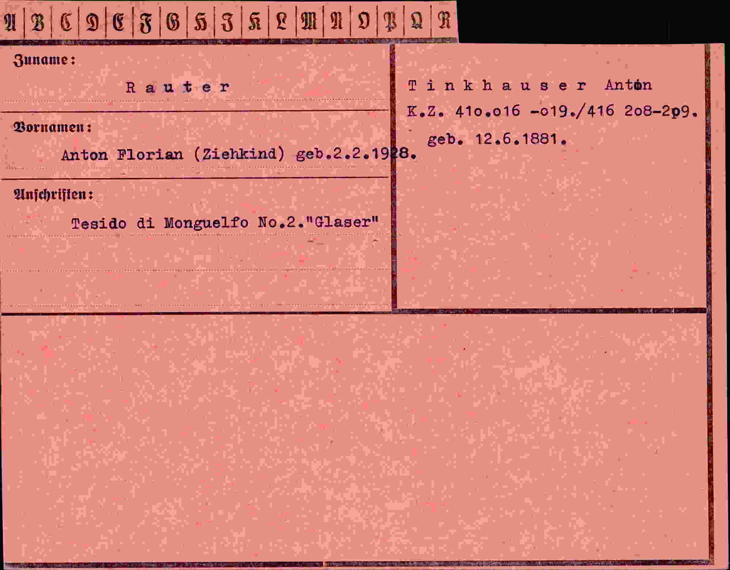 Vorderseite des Dokuments