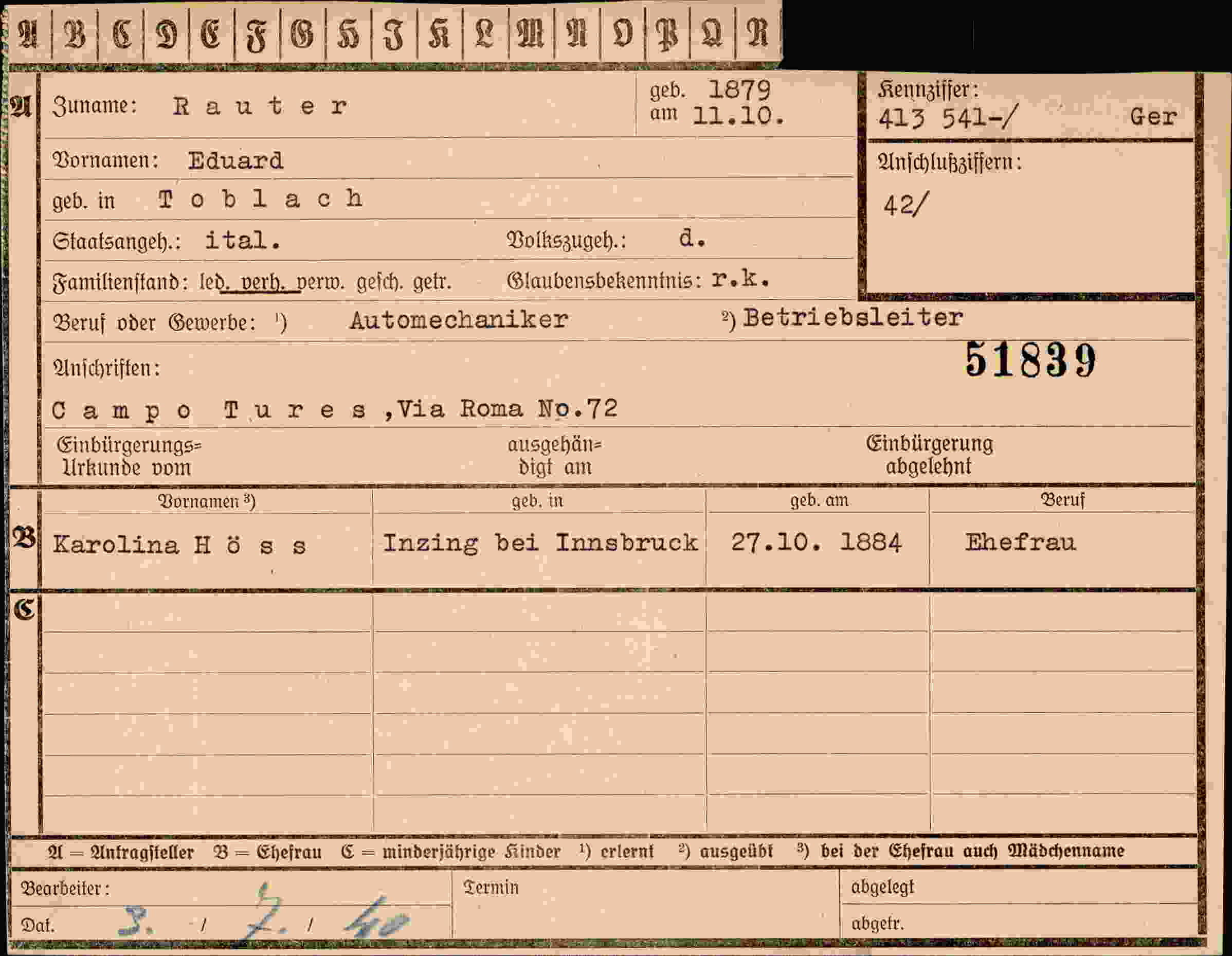 Dokument für Eduard Rauter