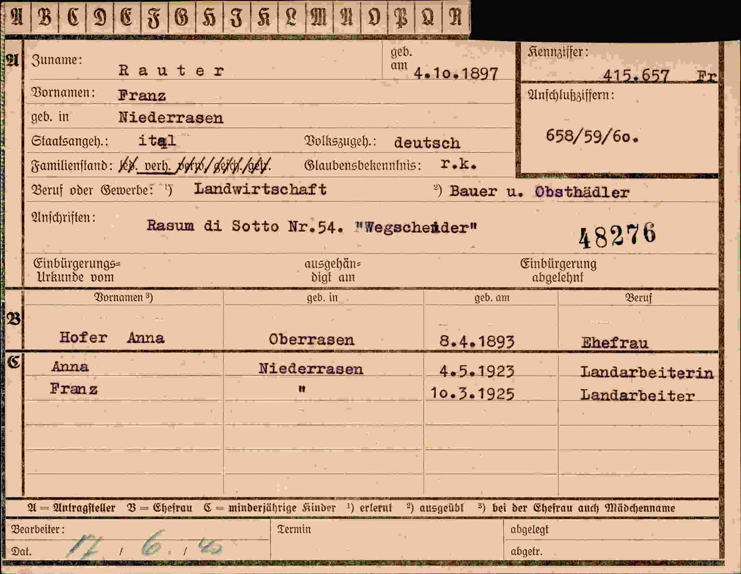 Vorderseite des Dokuments