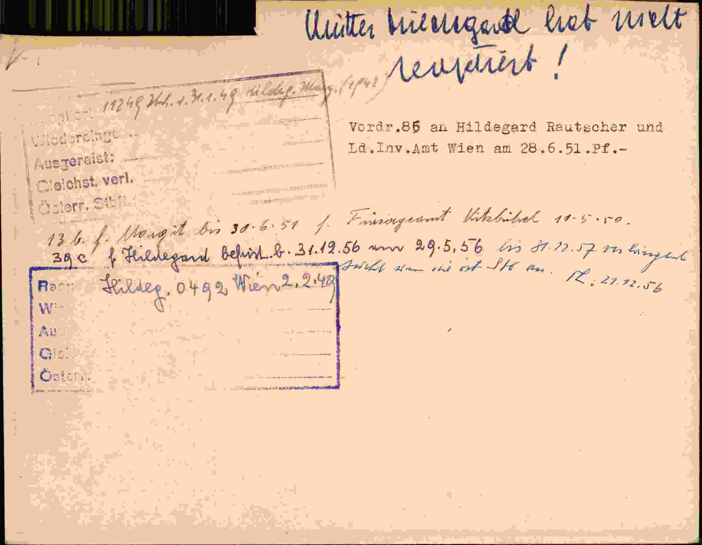Rückseite des Dokuments