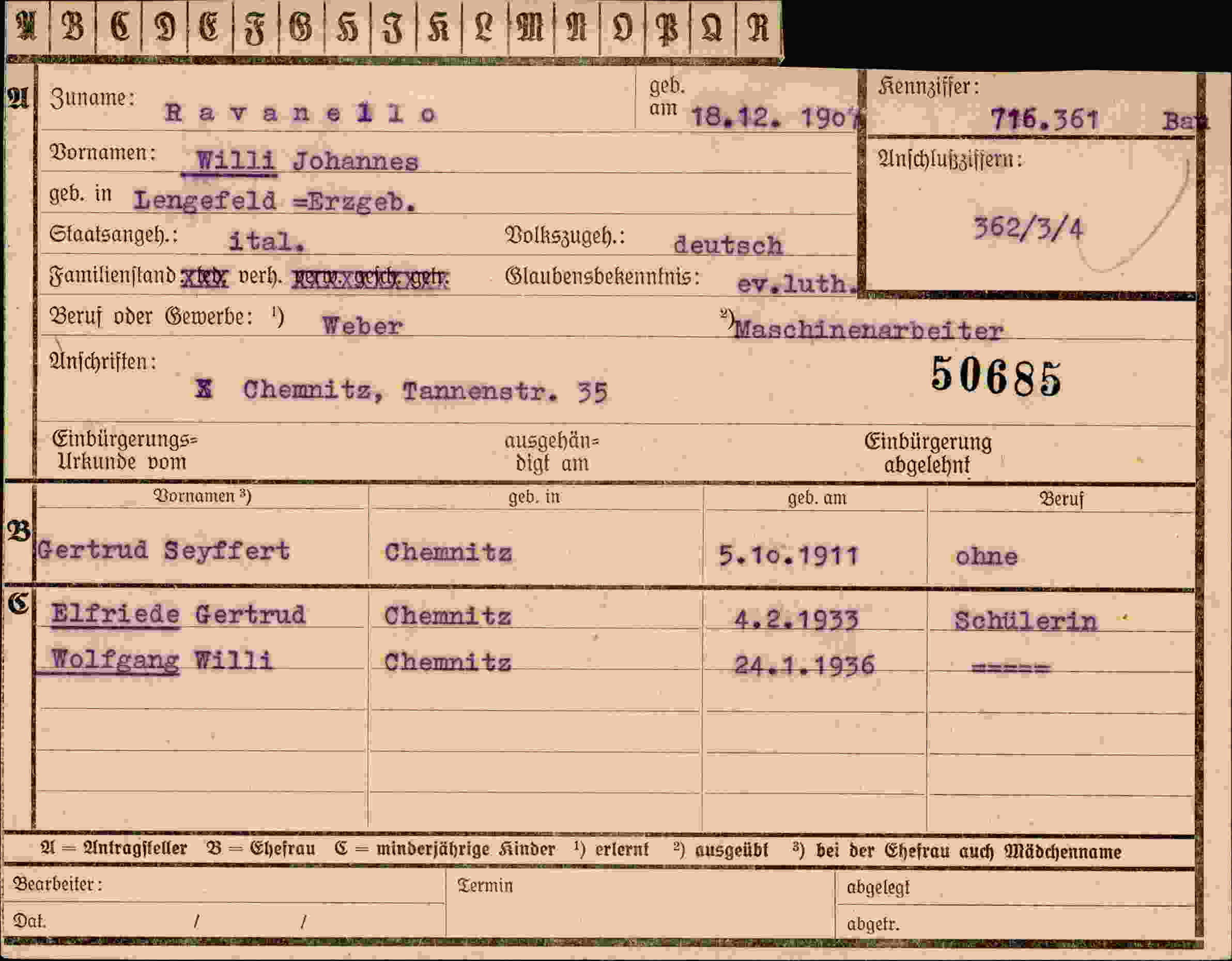 Dokument für Johannes Ravanello