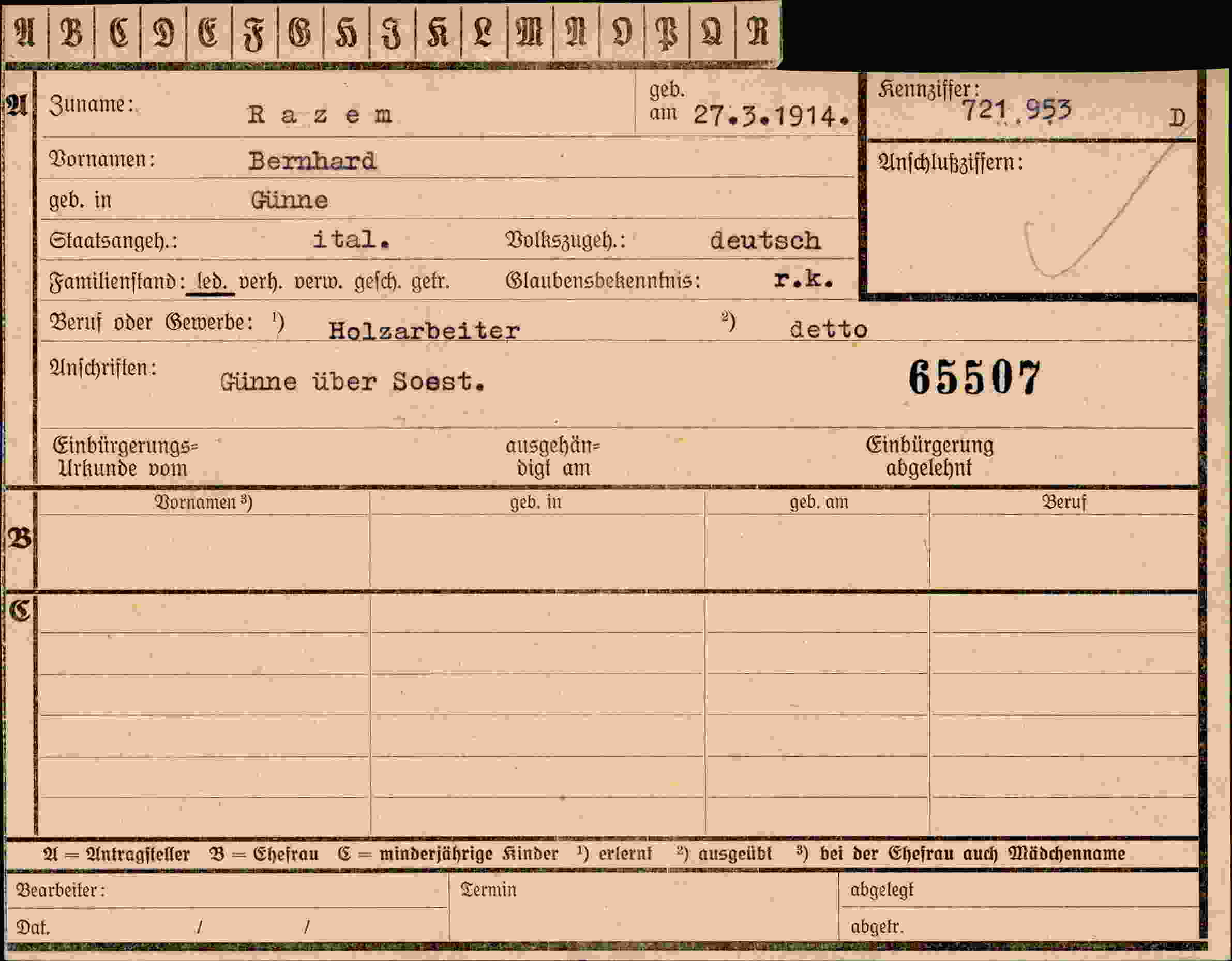 Vorderseite des Dokuments