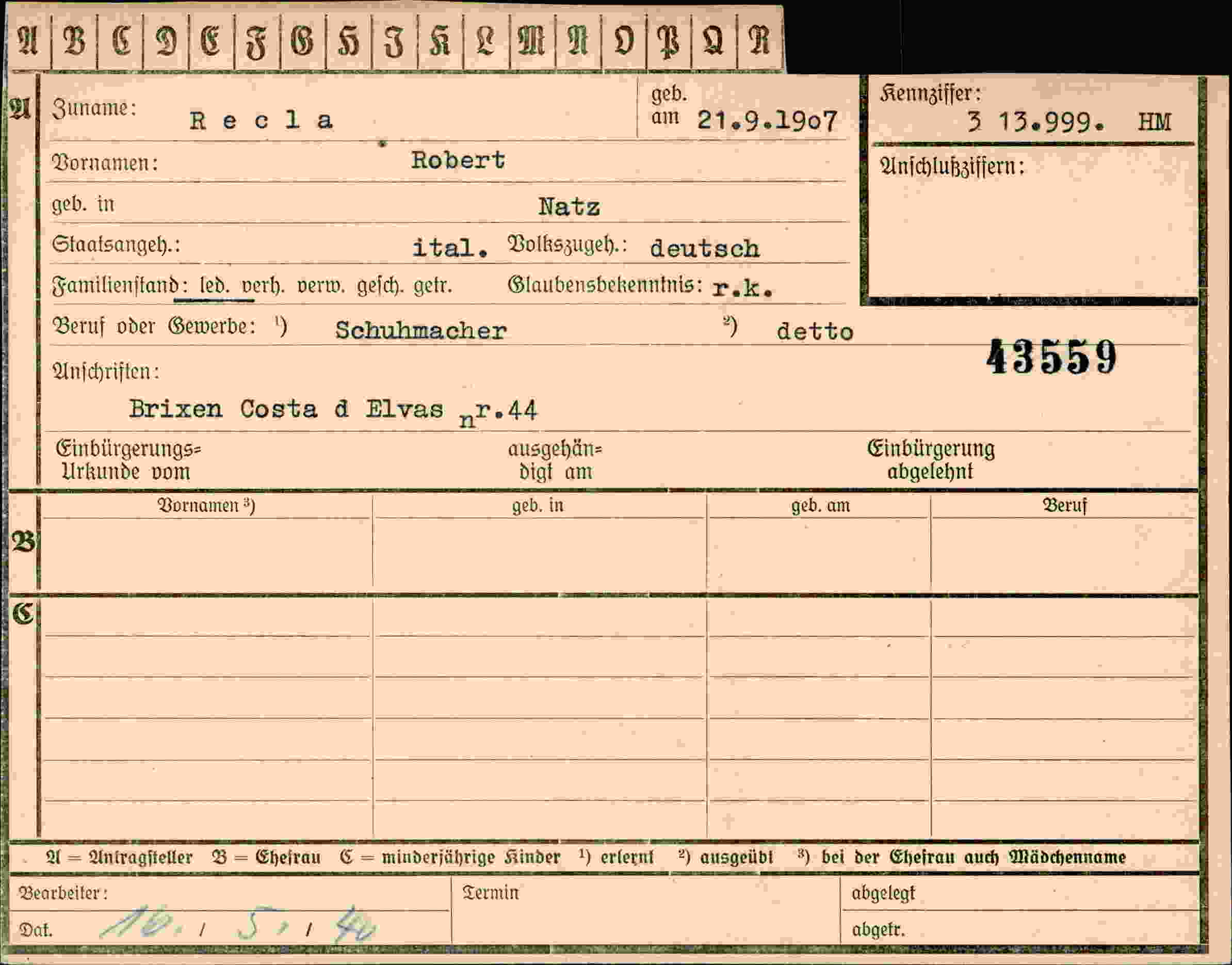 Vorderseite des Dokuments
