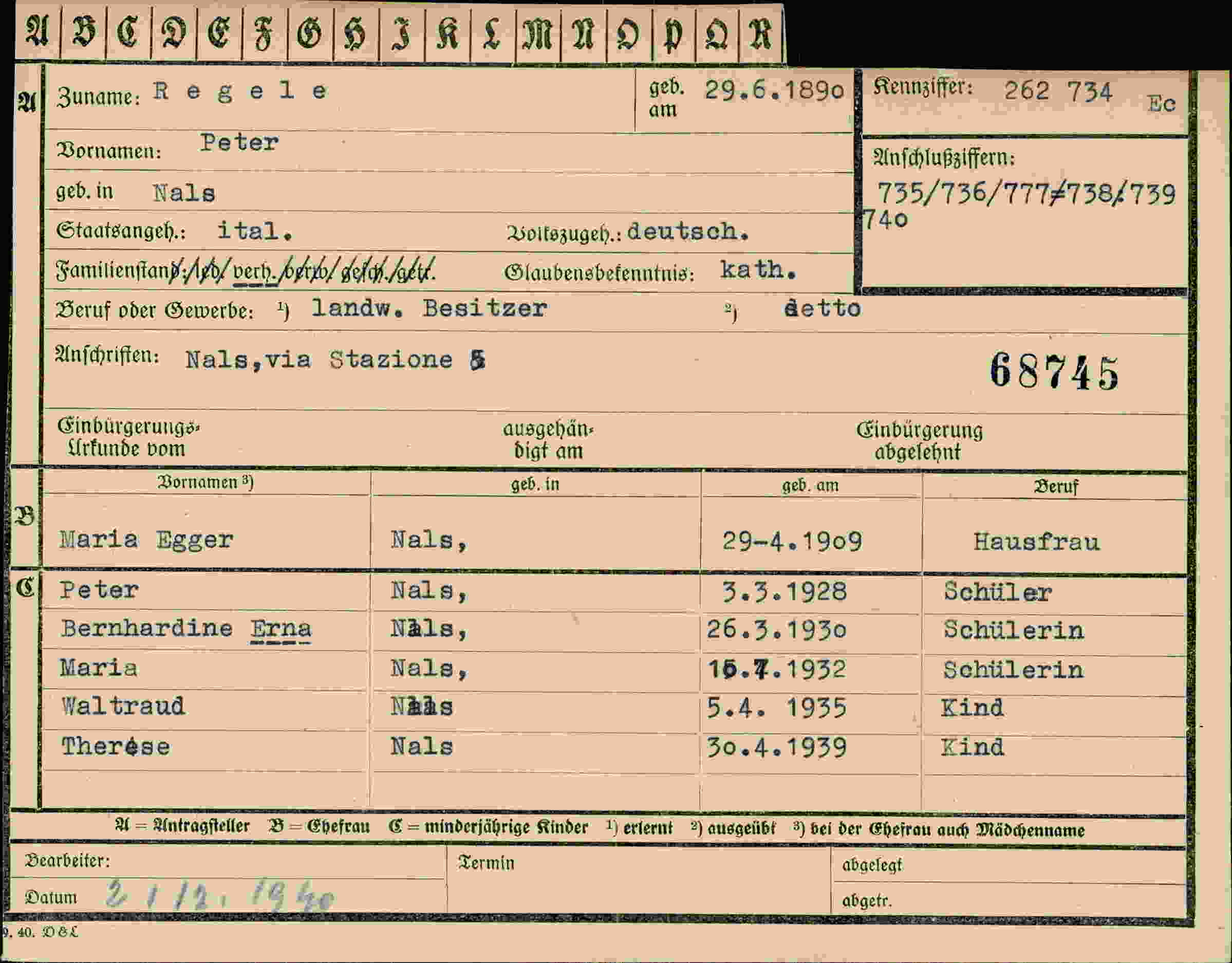 Vorderseite des Dokuments