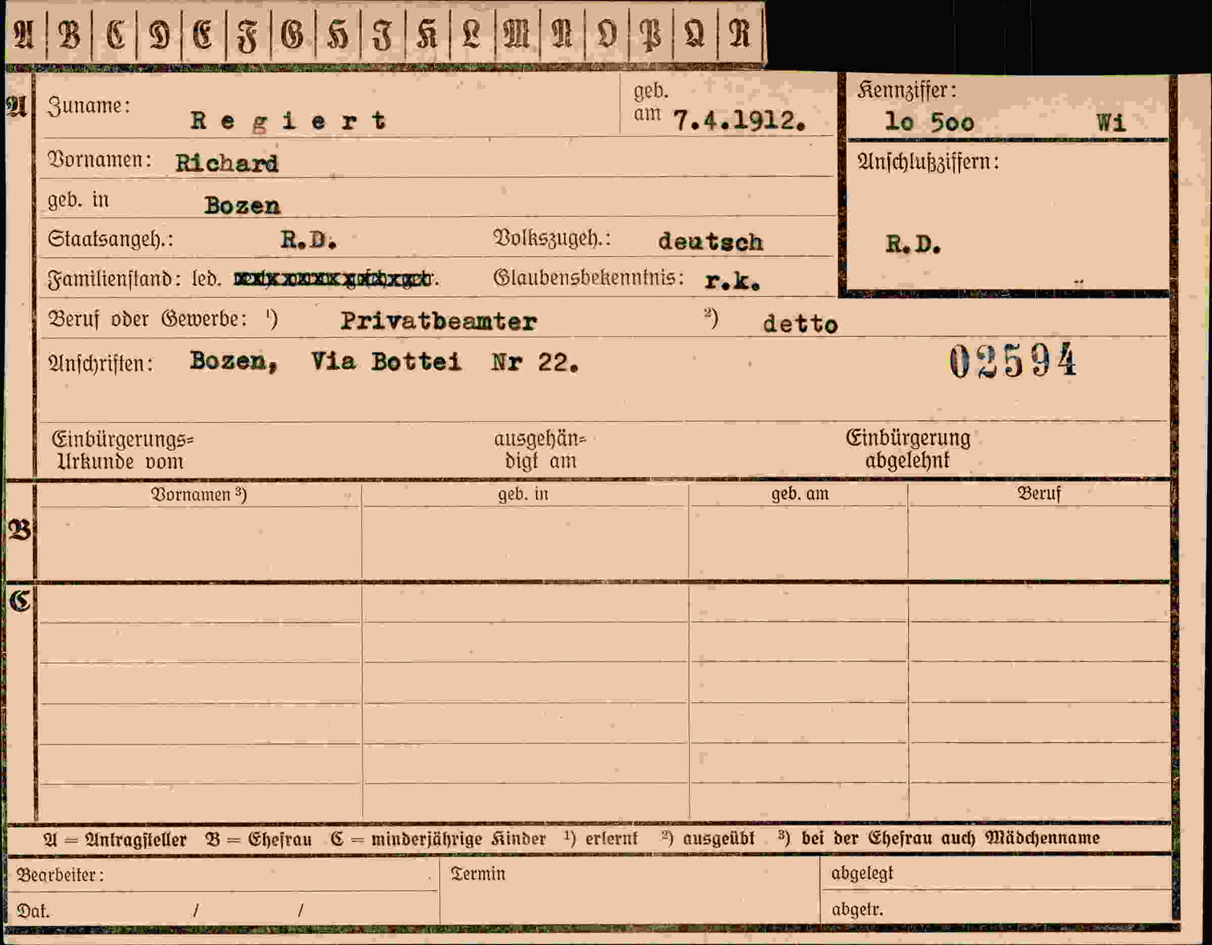 Dokument für Richard Regiert