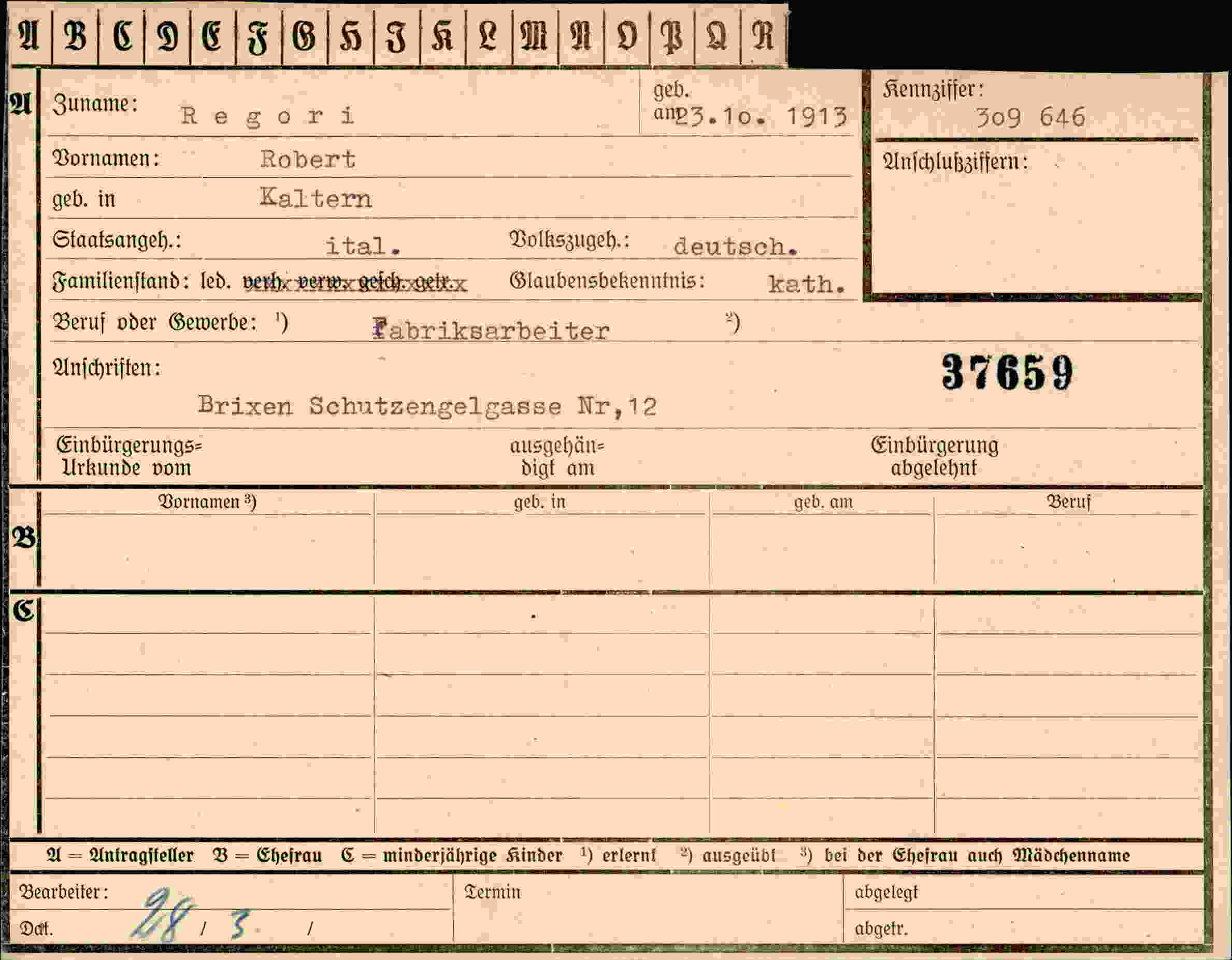 Vorderseite des Dokuments