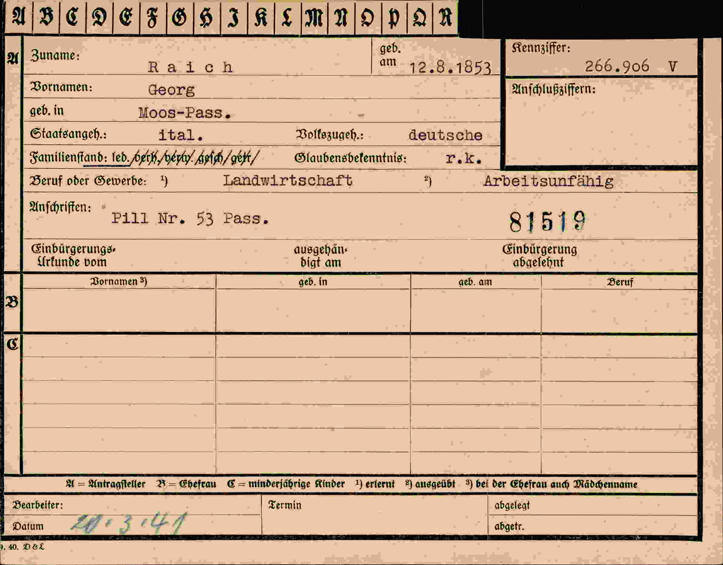 Dokument für Georg Raich