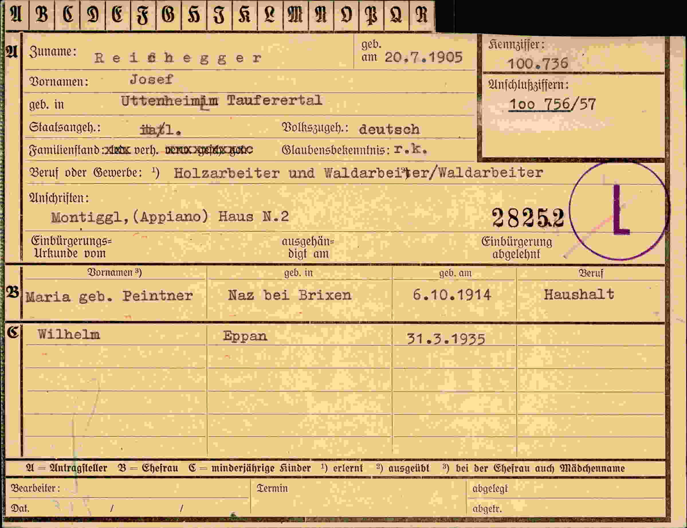 Vorderseite des Dokuments