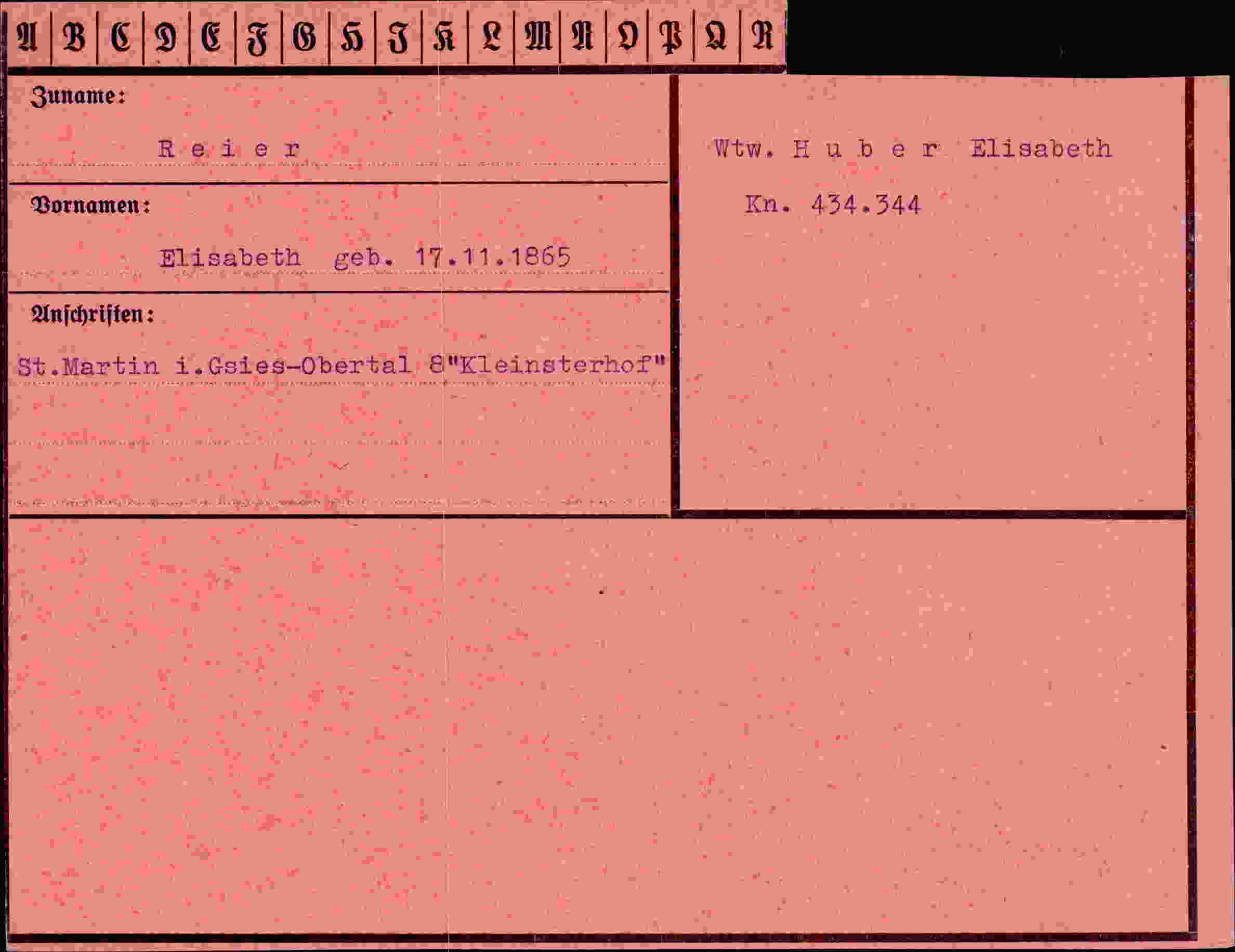 Vorderseite des Dokuments