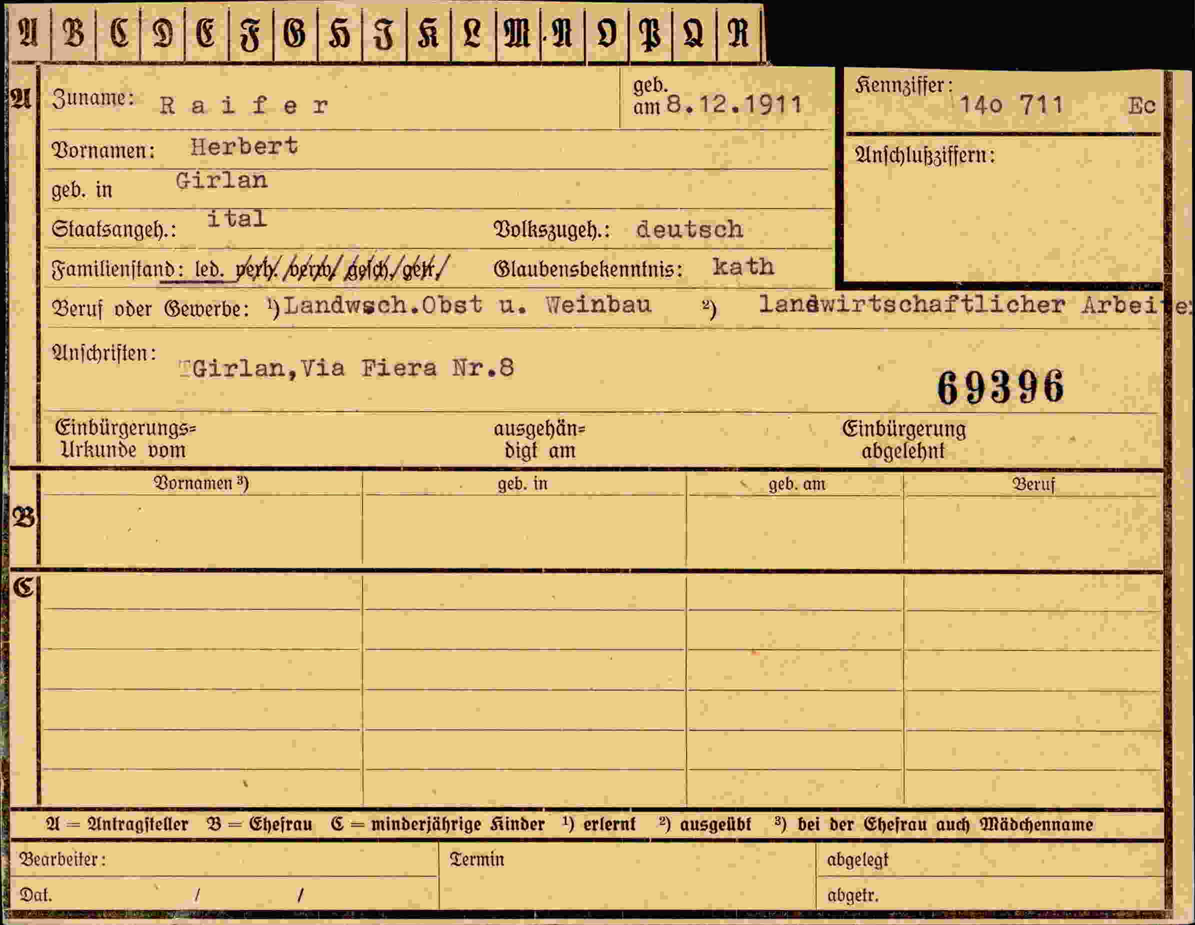 Dokument für Herbert Raifer