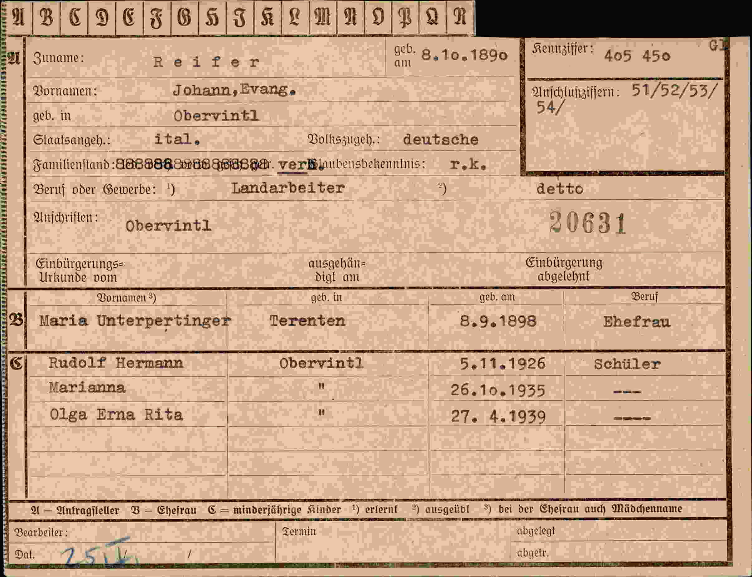 Vorderseite des Dokuments