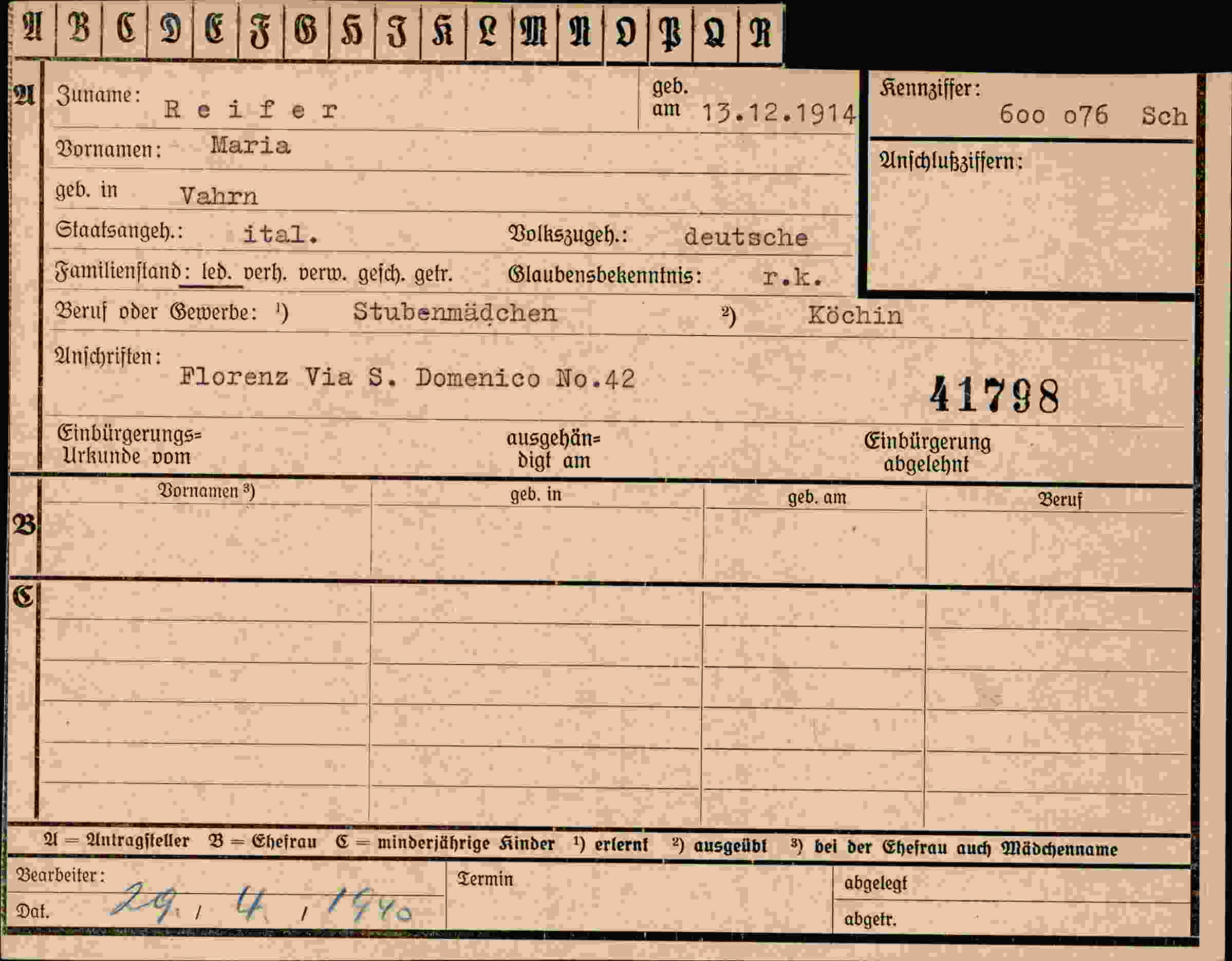 Vorderseite des Dokuments