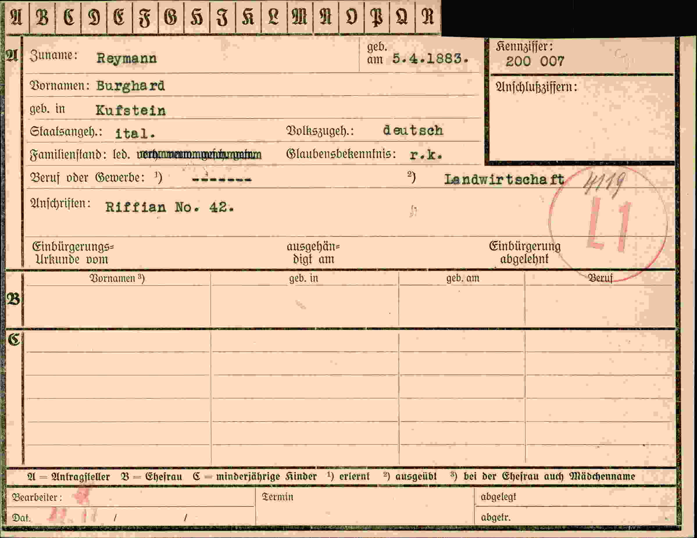 Dokument für Burghard Reymann