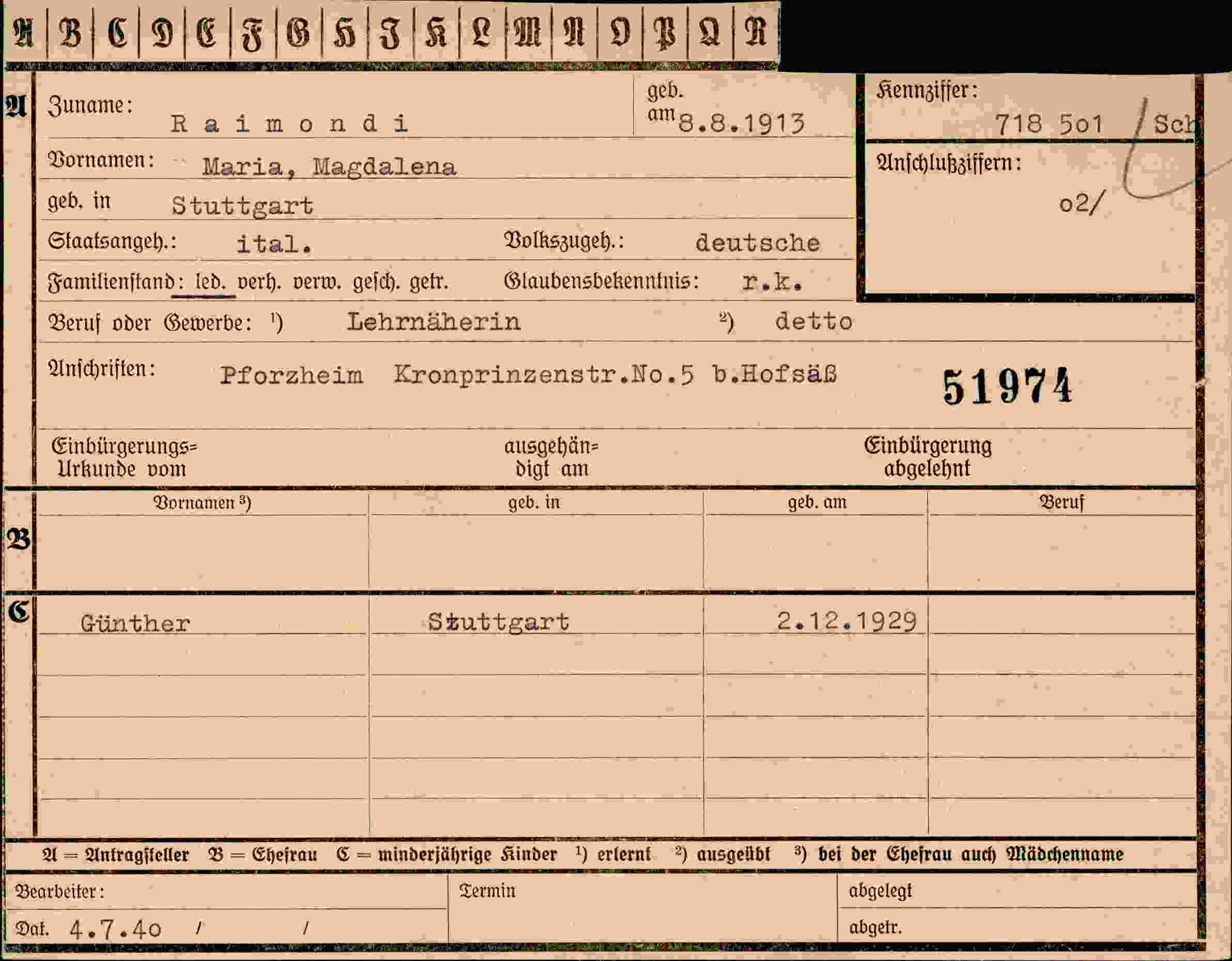 Vorderseite des Dokuments