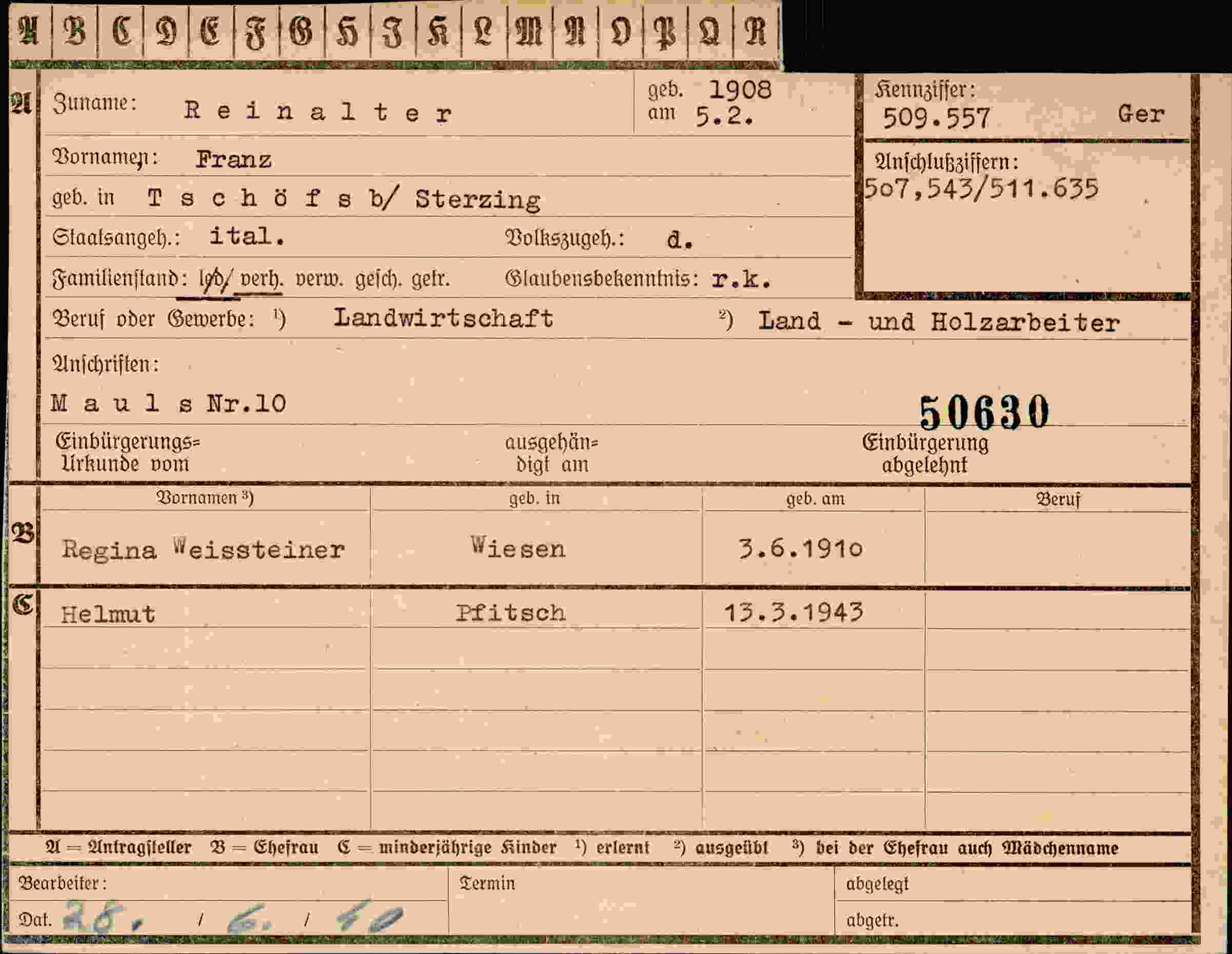 Vorderseite des Dokuments