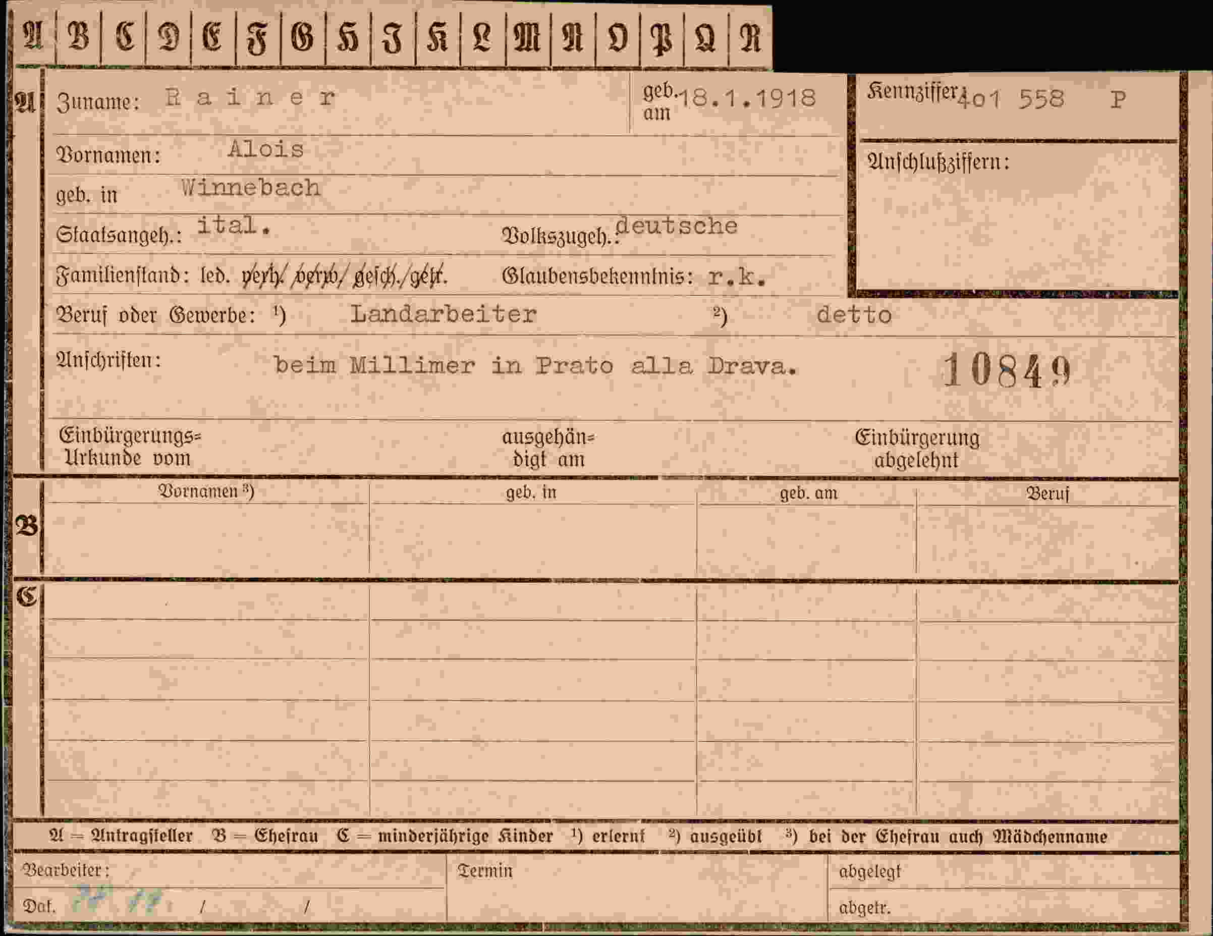 Dokument für Alois Rainer