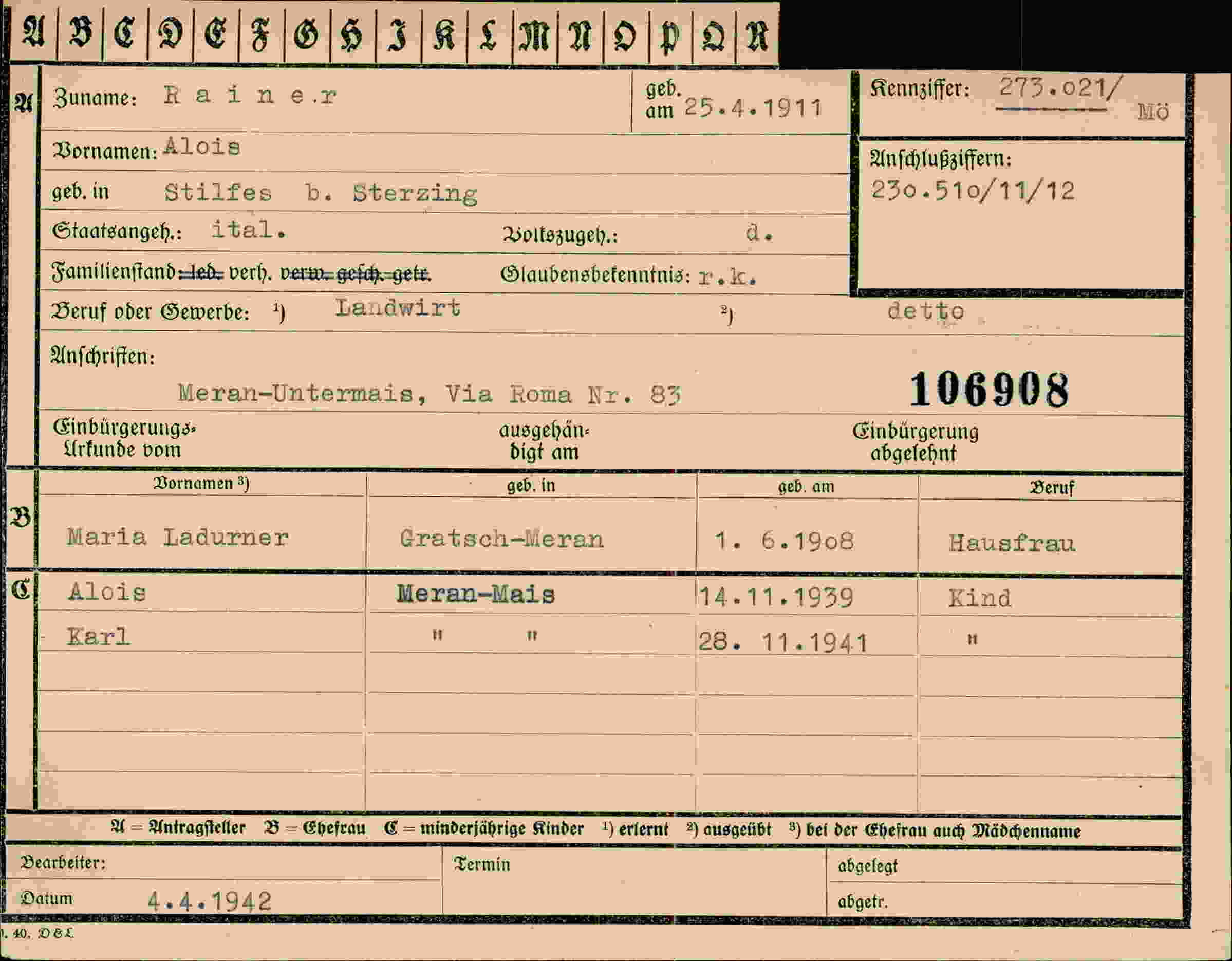 Dokument für Alois Rainer