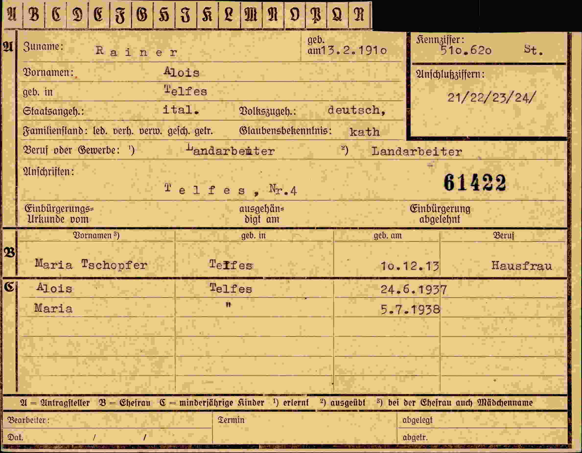 Dokument für Alois Rainer