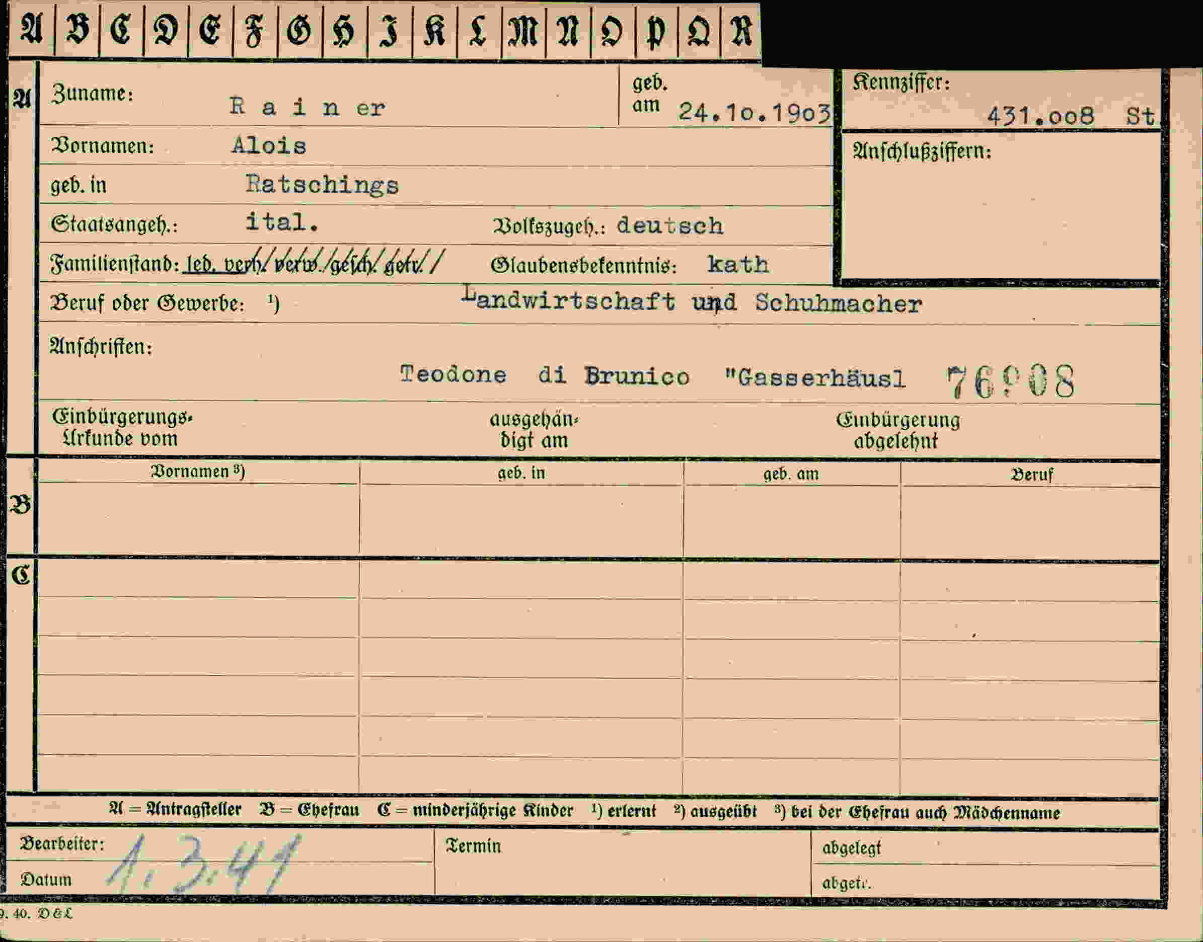 Dokument für Alois Rainer