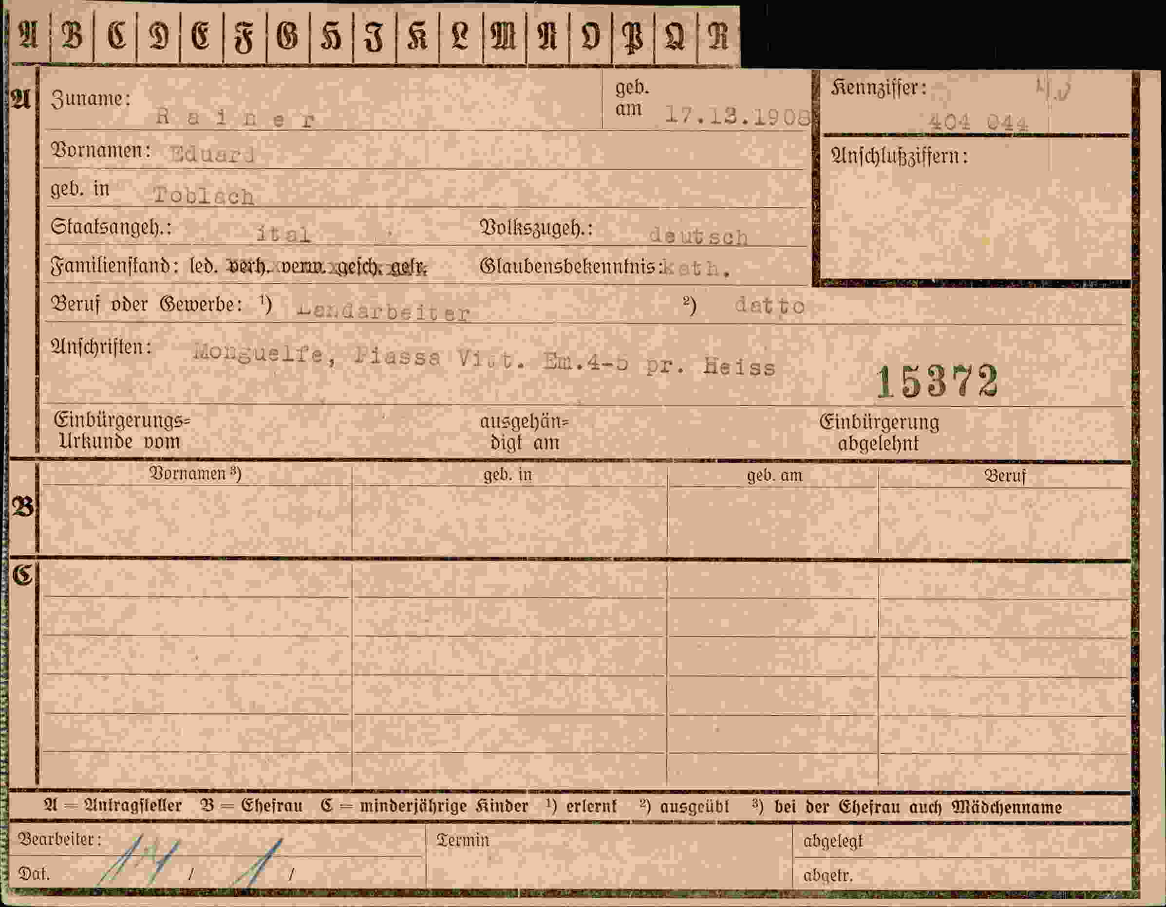 Dokument für Eduard Rainer