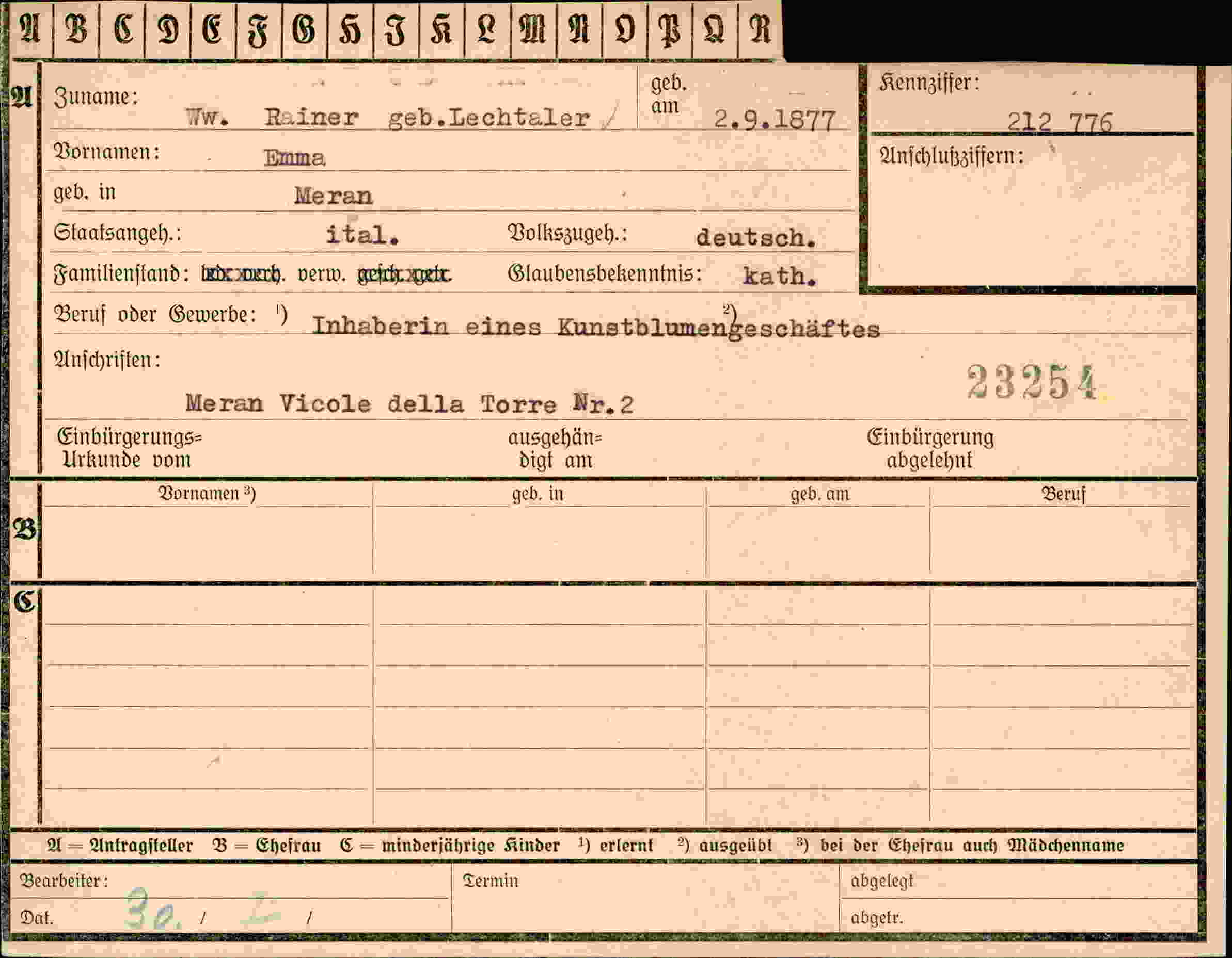 Vorderseite des Dokuments
