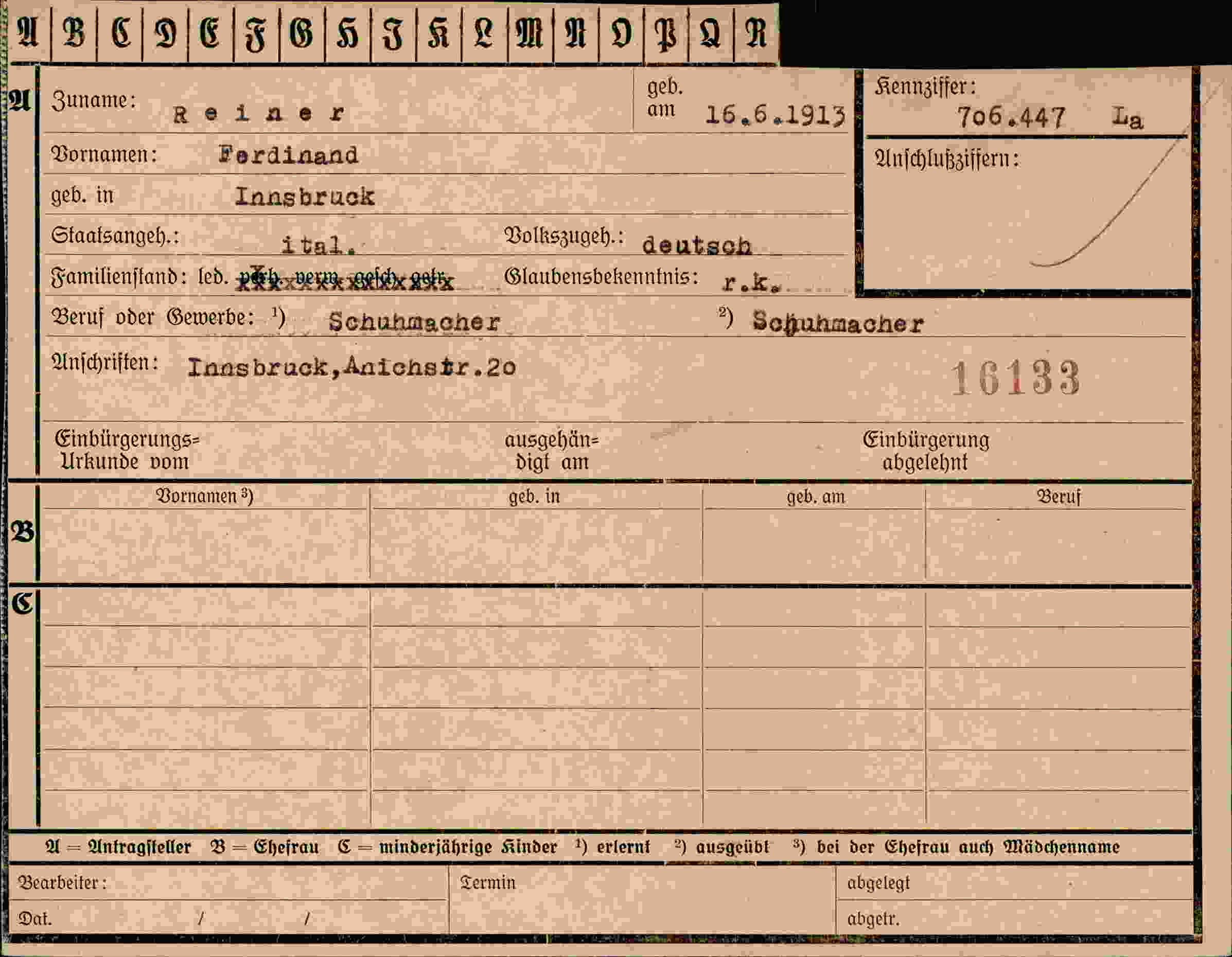 Vorderseite des Dokuments