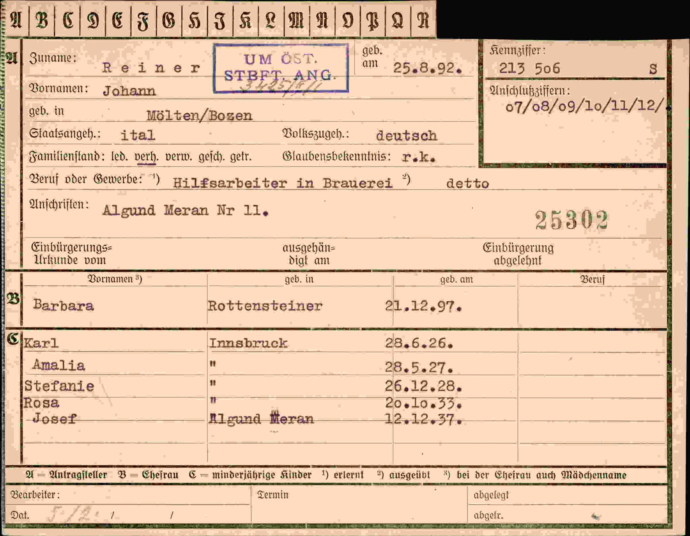 Dokument für Johann Reiner