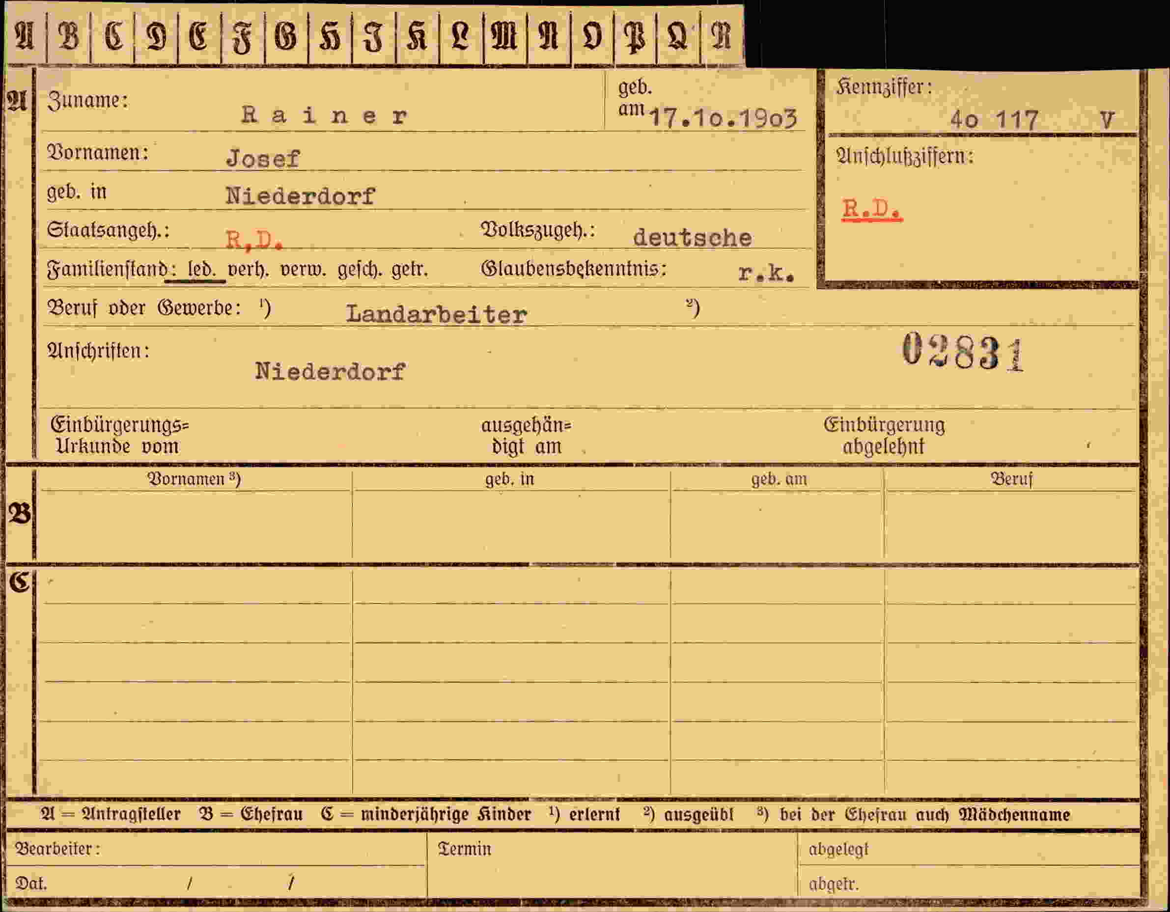 Vorderseite des Dokuments